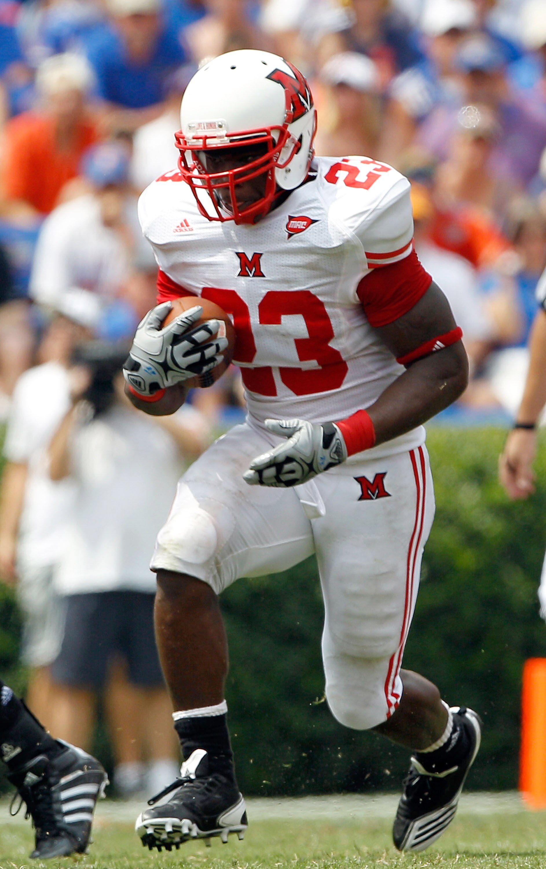 GAINESVILLE, FL - SEPTEMBER 04:  Kevin Bresnahan #23 of the Miami University RedHawks runs for yardage against the Florida Gators at Ben Hill Griffin Stadium on September 4, 2010 in Gainesville, Florida. Florida beat Miami 34-12.  (Photo by Sam Greenwood/