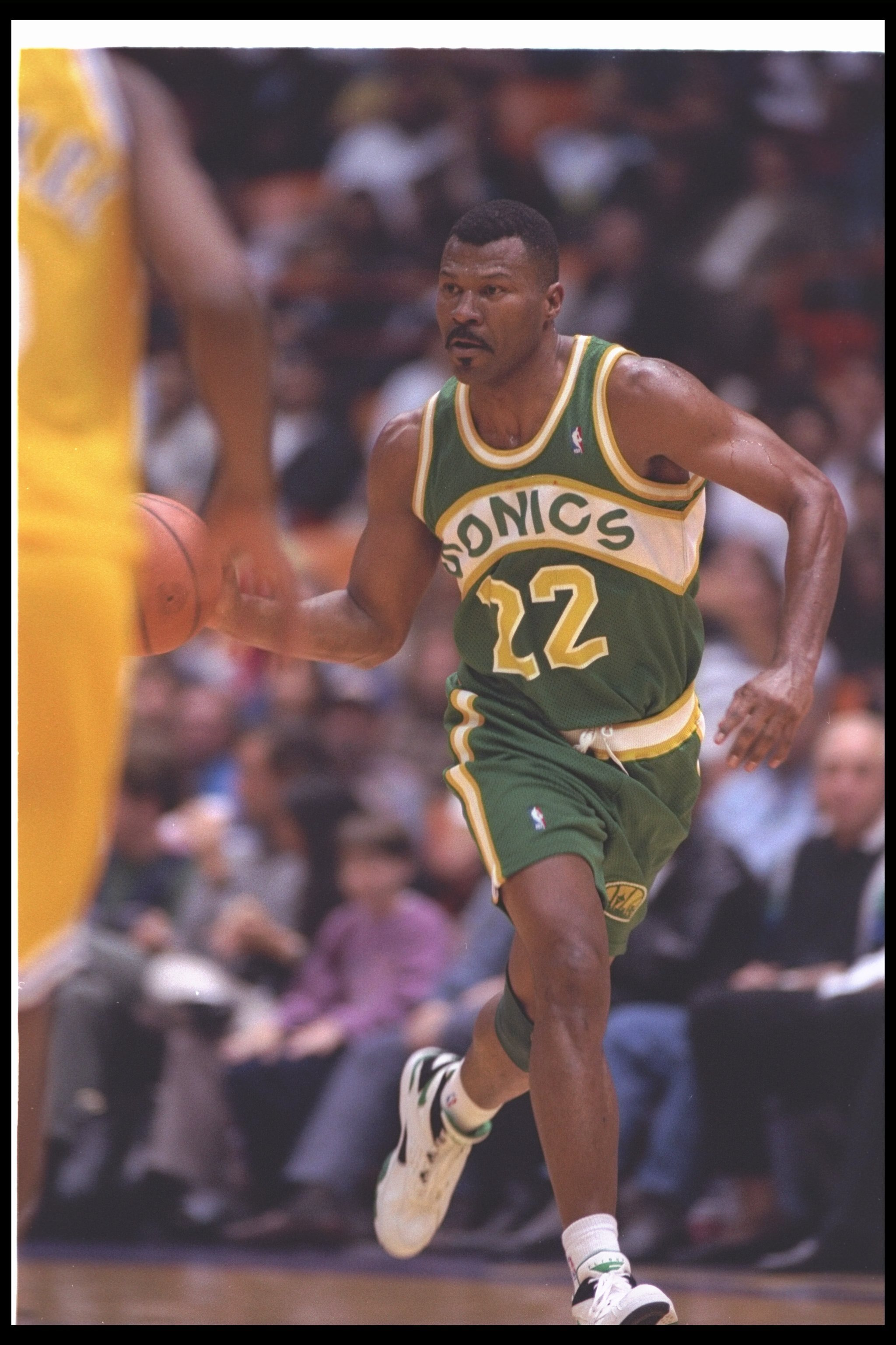 20 Apr 1994:  Guard Ricky Pierce of the Seattle SuperSonics moves the ball during a game against the Los Angeles Lakers at the Great Western Forum in Inglewood, California. Mandatory Credit: J.D. Cuban  /Allsport Mandatory Credit: J.D. Cuban  /Allsport