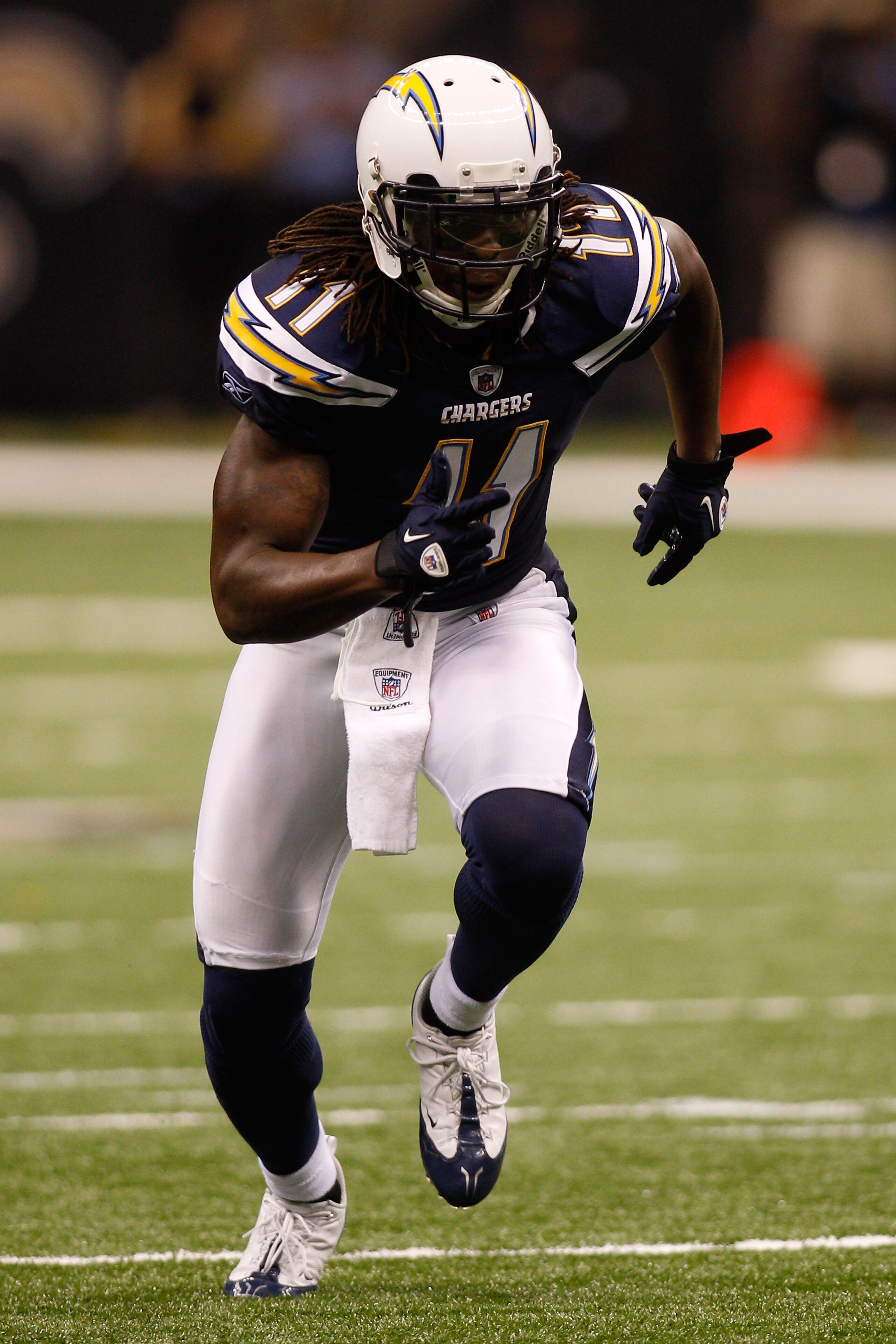 NEW ORLEANS - AUGUST 27:  Legedu Naanee #11 of the San Diego Chargers in action against the New Orleans Saints at the Louisiana Superdome on August 27, 2010 in New Orleans, Louisiana.  (Photo by Chris Graythen/Getty Images)