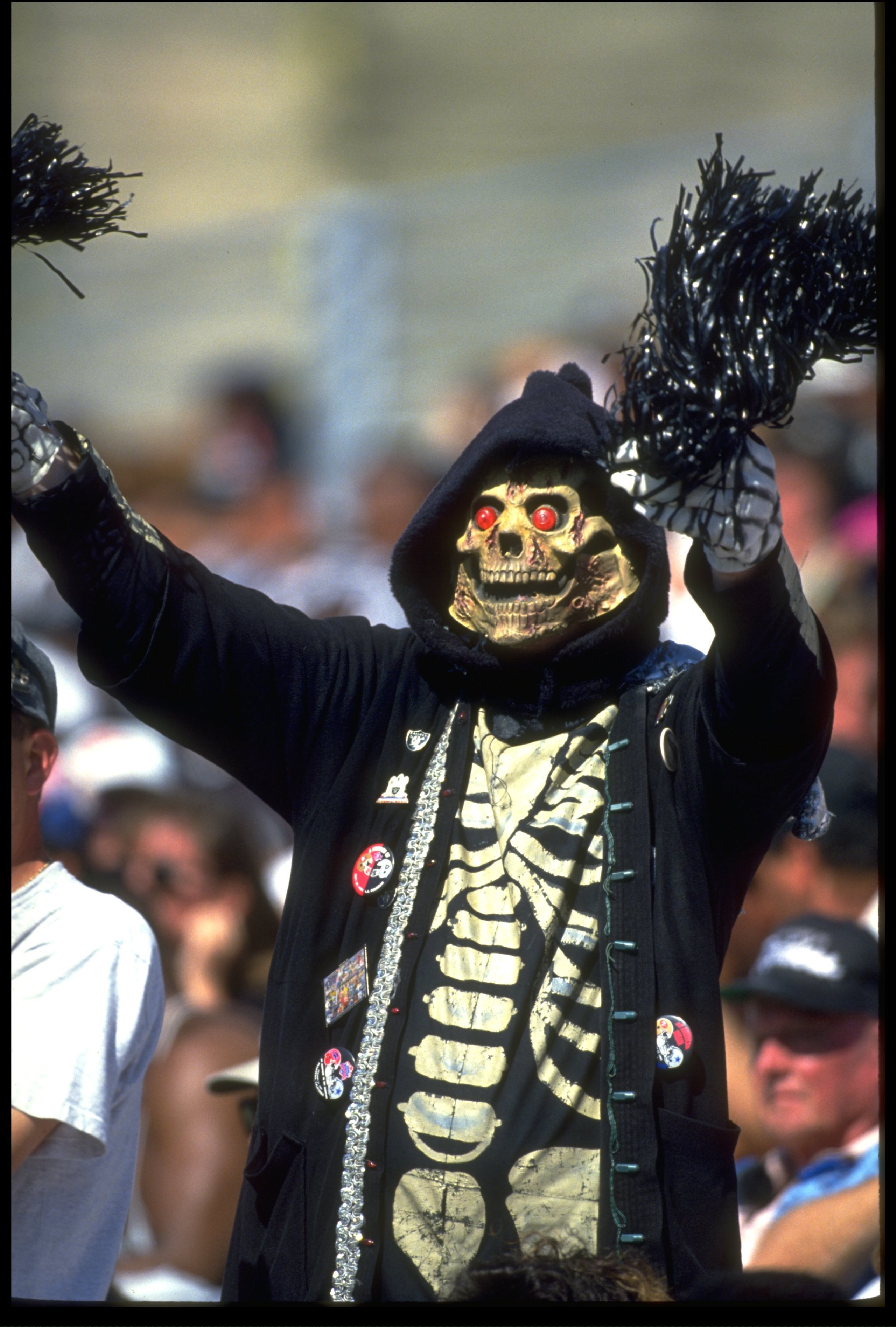 5 SEP 1993:  A DIEHARD LOS ANGELES RAIDERS FAN SUPPORTS HIS TEAM DURING THE RAIDERS 24-7 WIN OVER THE MINNESOTA VIKINGS AT THE MEMORIAL COLISEUM IN LOS ANGELES, CALIFORNIA.  MANDATORY CREDIT:  MIKE POWELL/ALLSPORT