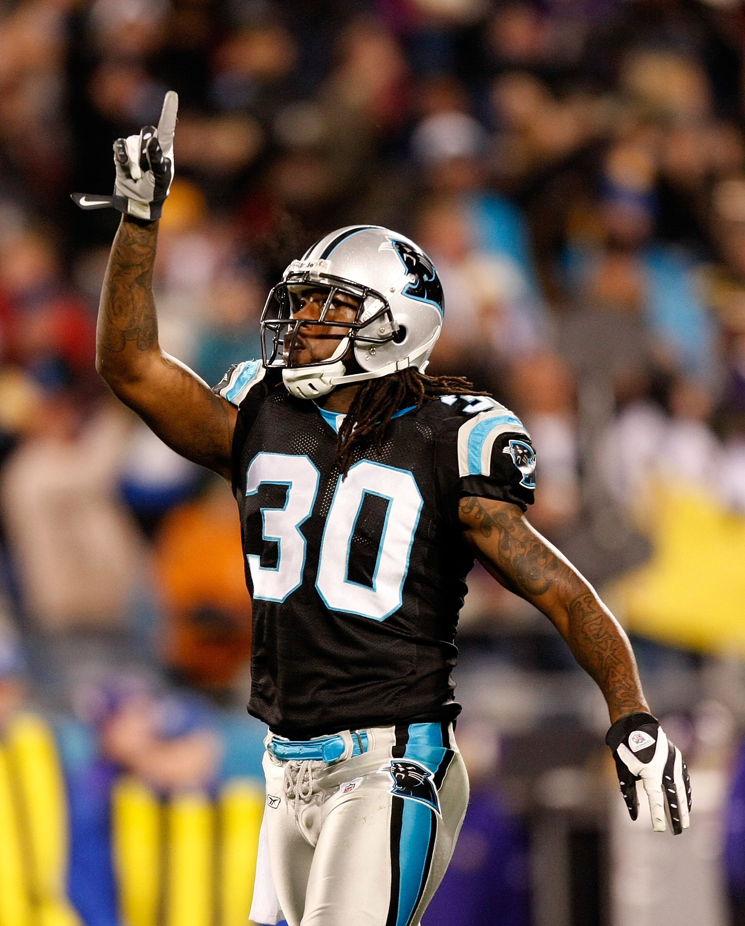 CHARLOTTE, NC - DECEMBER 20:  Charles Godfrey #30 of the Carolina Panthers against the Minnesota Vikings at Bank of America Stadium on December 20, 2009 in Charlotte, North Carolina.  (Photo by Kevin C. Cox/Getty Images)