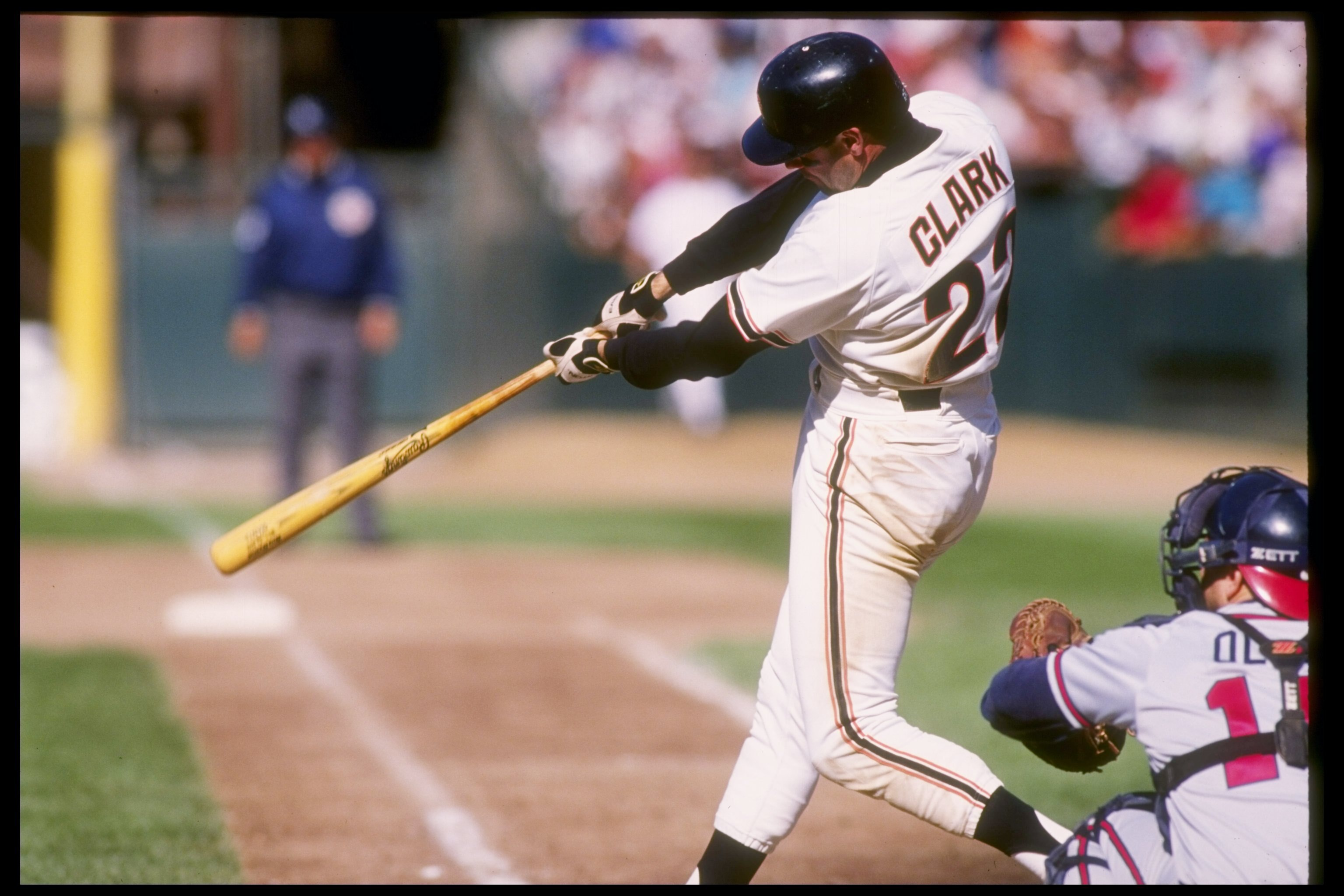 2 Aug 1992:  First baseman Will Clark of the San Francisco Giants swings at the ball during a game against the Atlanta Braves. Mandatory Credit: Otto Greule  /Allsport