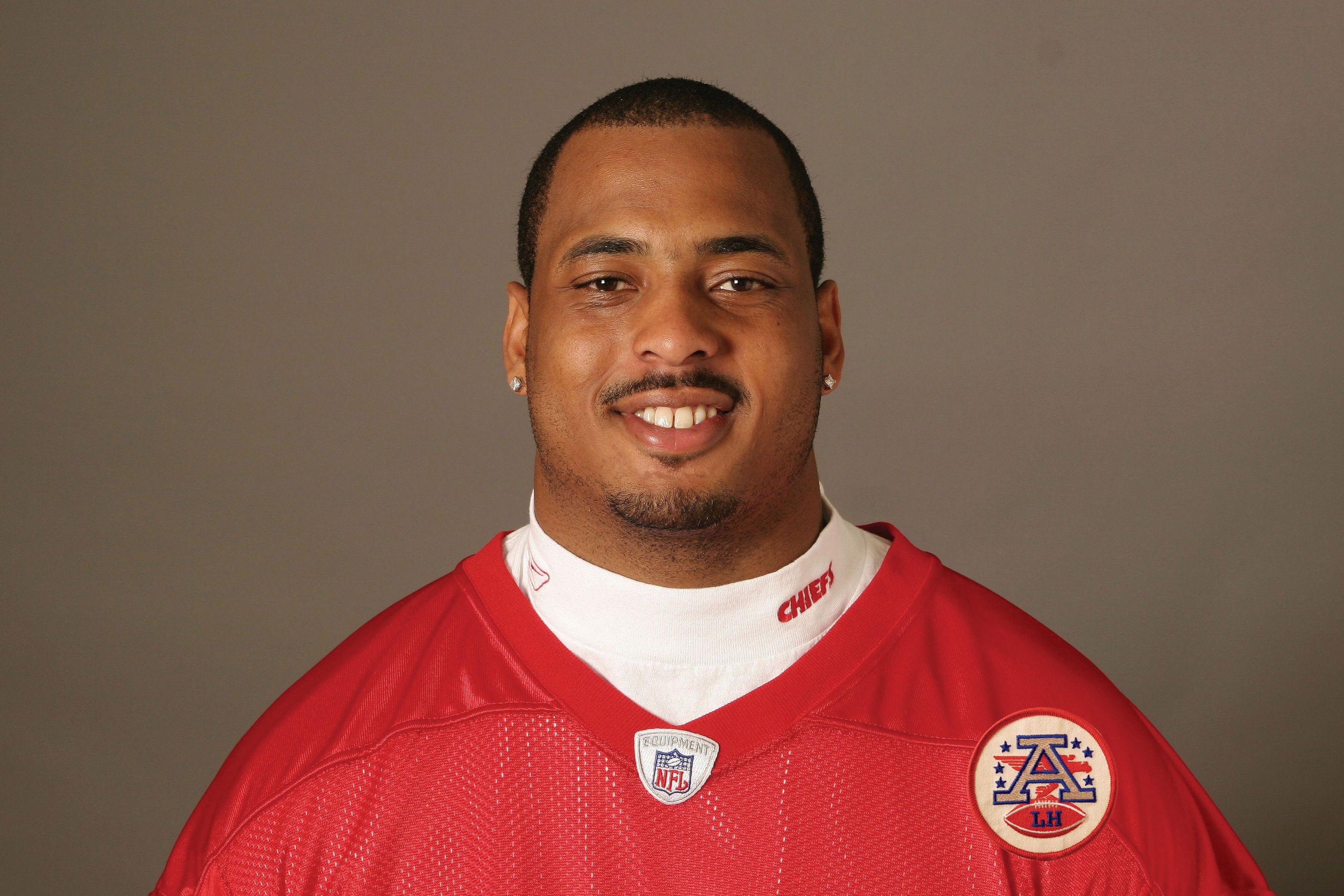 KANSAS CITY, MO - 2009:  Derrick Johnson of the Kansas City Chiefs poses for his 2009 NFL headshot at photo day in Kansas City, Missouri.  (Photo by NFL Photos)