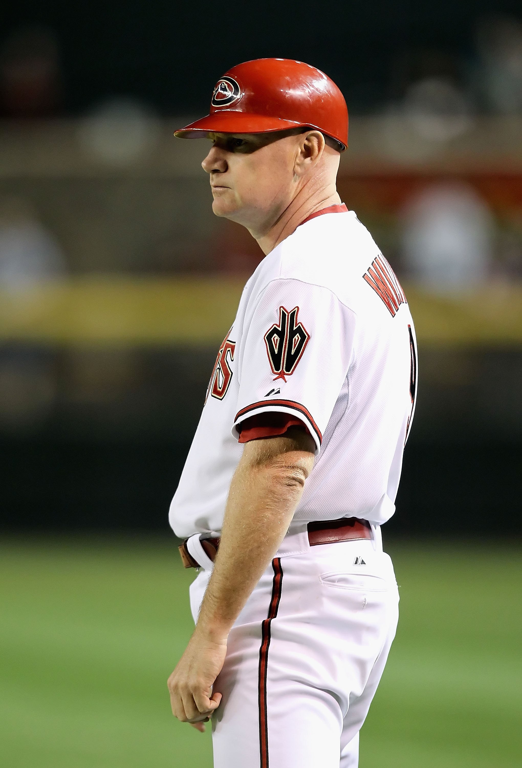PHOENIX - APRIL 06:  First base coach Matt Williams of the Arizona Diamondbacks during the major league baseball game against the San Diego Padres at Chase Field on April 6, 2010 in Phoenix, Arizona.  The Padres defeated the Diamondbacks 6-3.  (Photo by C