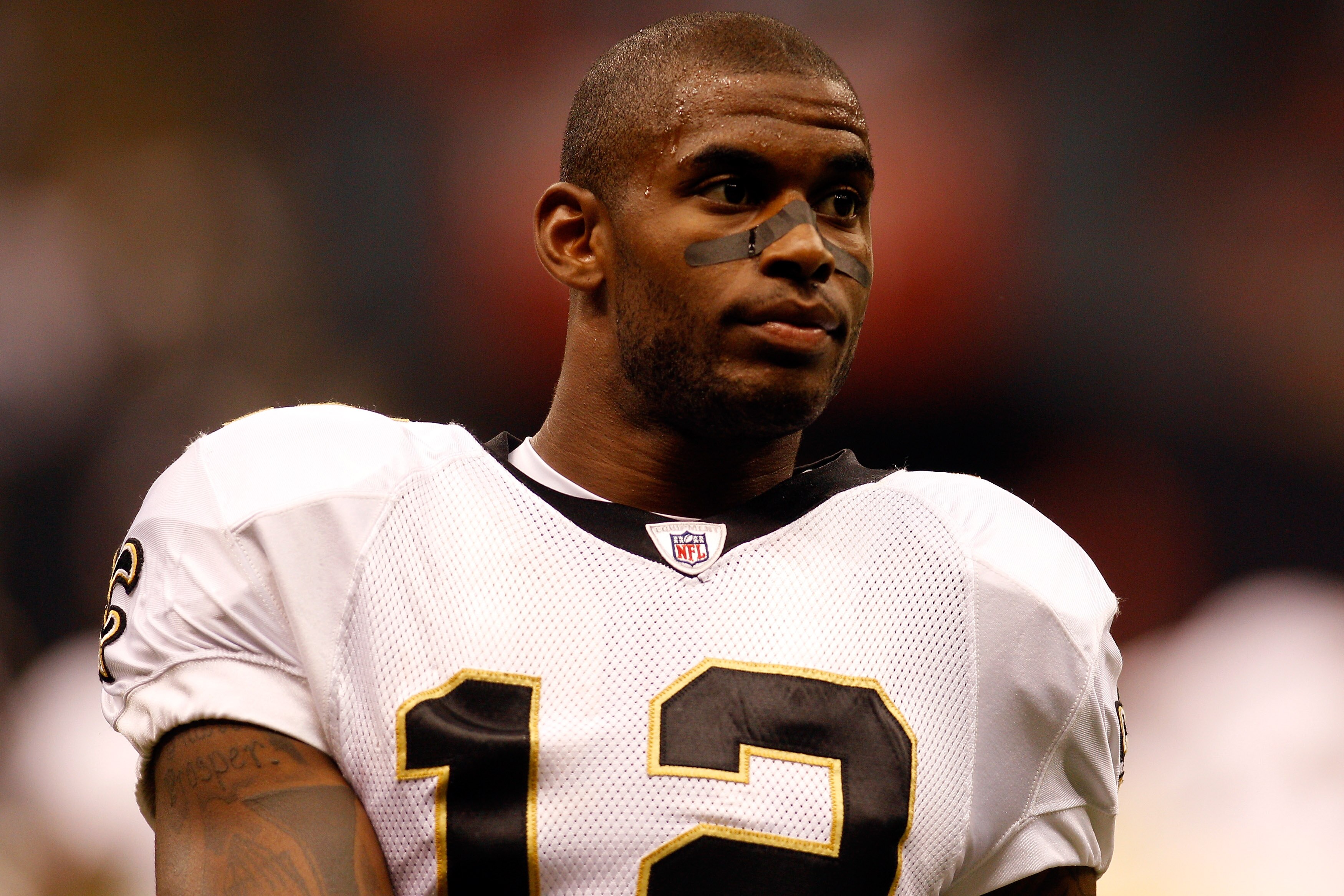 NEW ORLEANS - AUGUST 21:  Marques Colston #12 of the New Orleans Saints warms up during pregame before playing the Houston Texans at the Louisiana Superdome on August 21, 2010 in New Orleans, Louisiana.  (Photo by Chris Graythen/Getty Images)