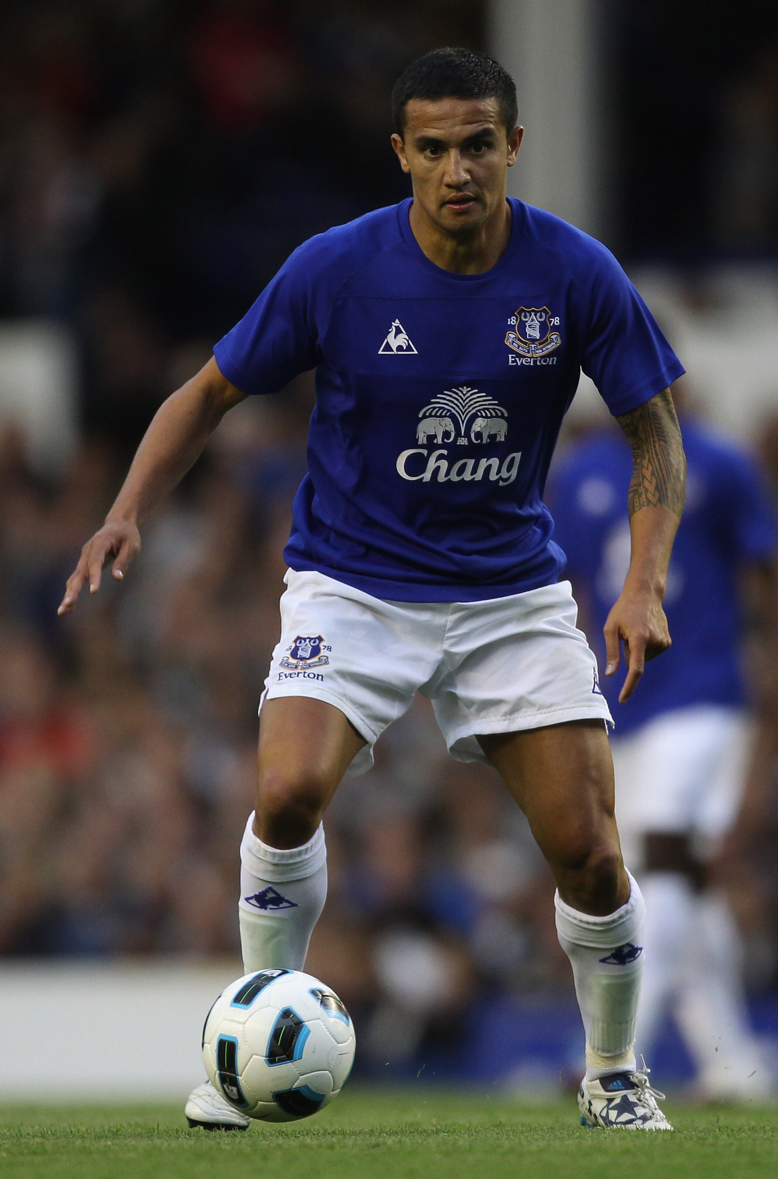 LIVERPOOL, ENGLAND - AUGUST 04:  Tim Cahill of Everton during the pre-season friendly match between Everton and Everton Chile at Goodison Park on August 4, 2010 in Liverpool, England.  (Photo by Alex Livesey/Getty Images)
