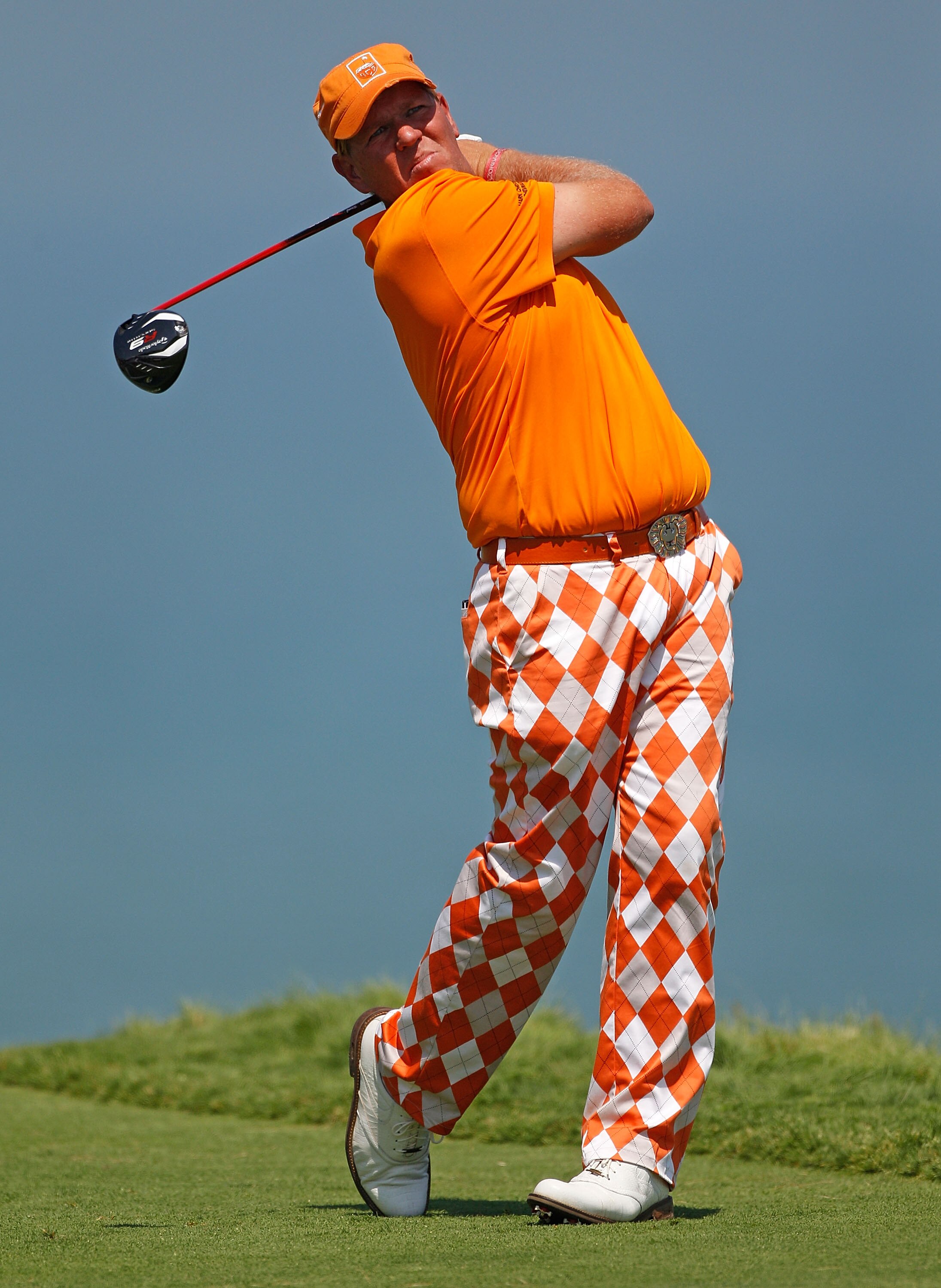 KOHLER, WI - AUGUST 12:  John Daly hits his tee shot on the 16th hole during the first round of the 92nd PGA Championship on the Straits Course at Whistling Straits on August 12, 2010 in Kohler, Wisconsin.  (Photo by Chris Graythen/Getty Images)