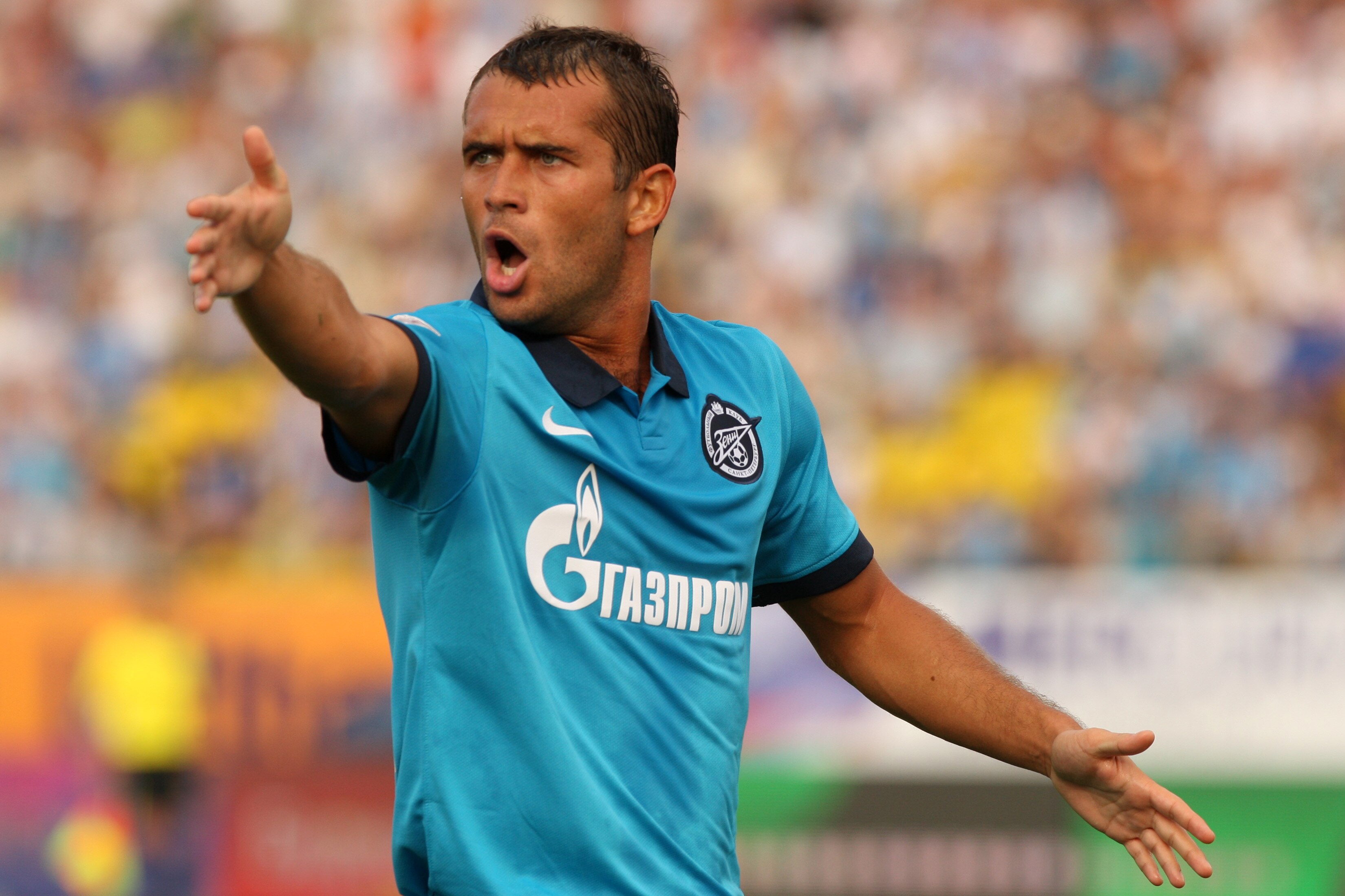 ST. PETERSBURG, RUSSIA - JULY 17:  Aleksandr Kerzhakov of FC Zenit St. Petersburg during the Russian Football League Championship match between FC Zenit St. Petersburg and FC Sibir Novosibirsk at the Petrovsky Stadium on July 17, 2010 in St. Petersburg, R