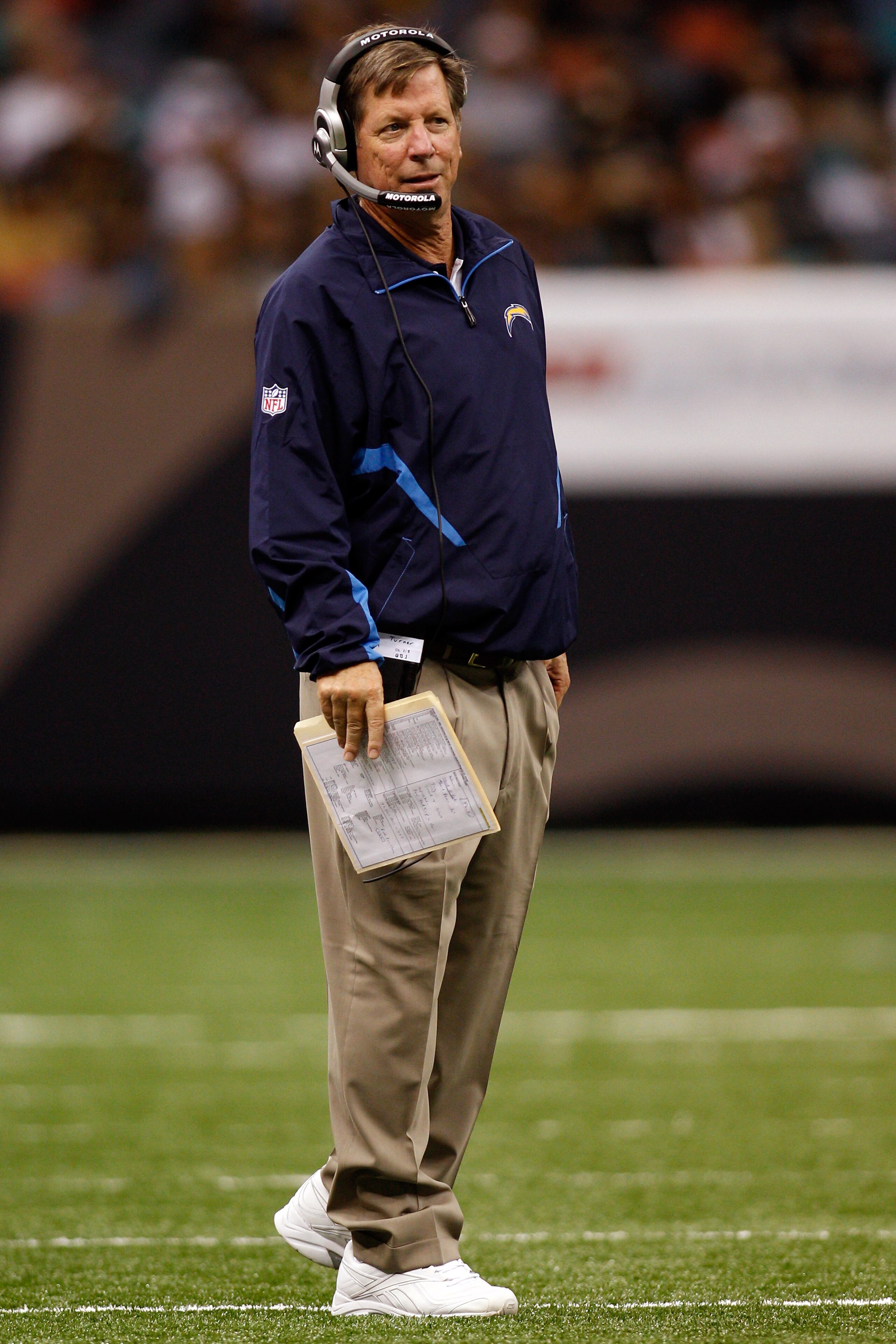 NEW ORLEANS - AUGUST 27:  Head coach Norv Turner of the San Diego Chargers watches a play against the New Orleans Saints at the Louisiana Superdome on August 27, 2010 in New Orleans, Louisiana.  The Saints defeated the Chargers 36-21.  (Photo by Chris Gra