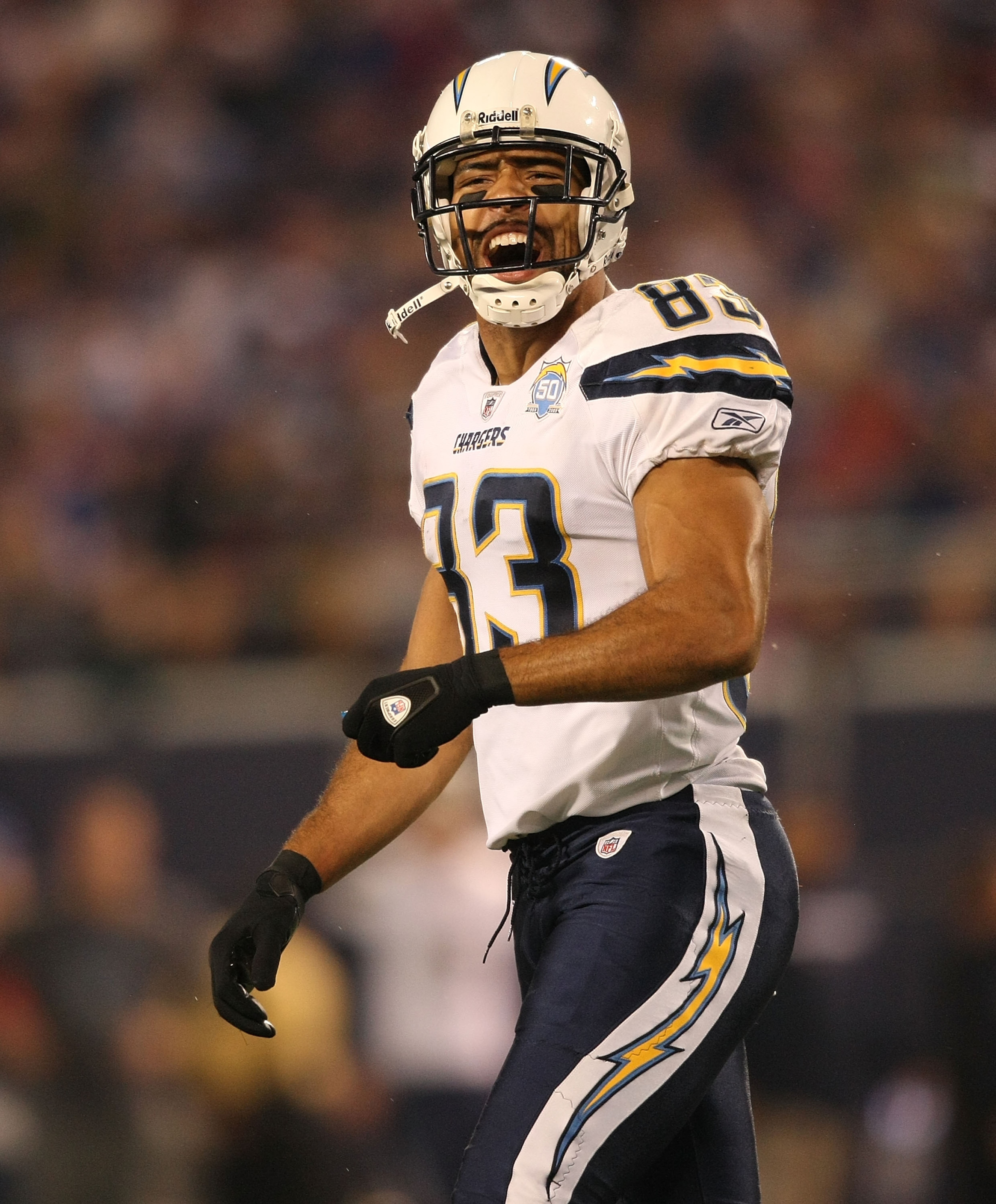 EAST RUTHERFORD, NJ - NOVEMBER 08: Vincent Jackson #83 of the San Diego Chargers reacts in NFL action against the New York Giants at Giants Stadium on November 8, 2009 in East Rutherford, New Jersey. (Photo by Nick Laham/Getty Images) EAST RUTHERFORD, NJ - NOVEMBER 08: Vincent Jackson #83 of the San Diego Chargers reacts in NFL action against the New York Giants at Giants Stadium on November 8, 2009 in East Rutherford, New Jersey. (Photo by Nick Laham/Getty Images)
