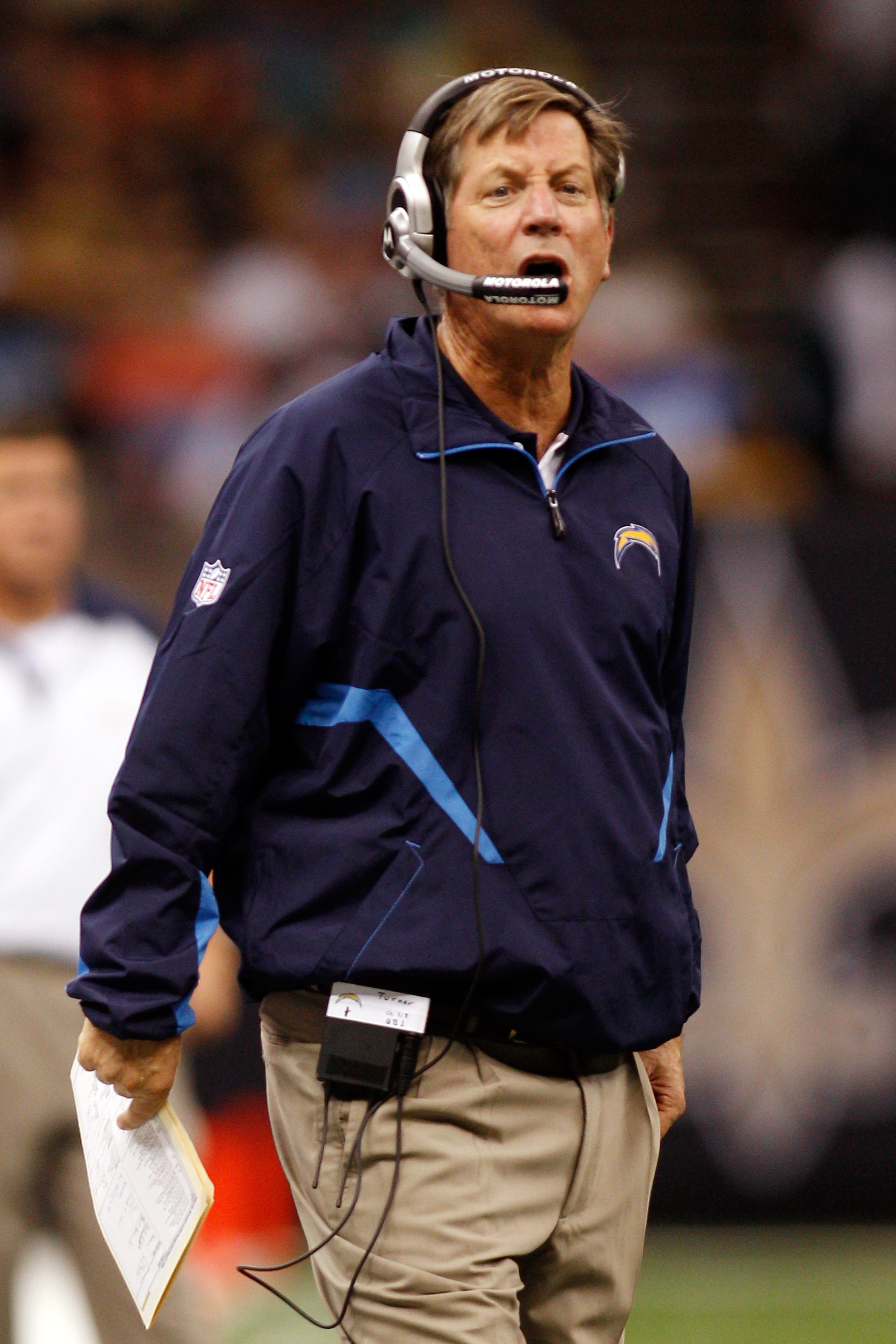 NEW ORLEANS - AUGUST 27:  Head coach Norv Turner of the San Diego Chargers watches a play against the New Orleans Saints at the Louisiana Superdome on August 27, 2010 in New Orleans, Louisiana.  (Photo by Chris Graythen/Getty Images)