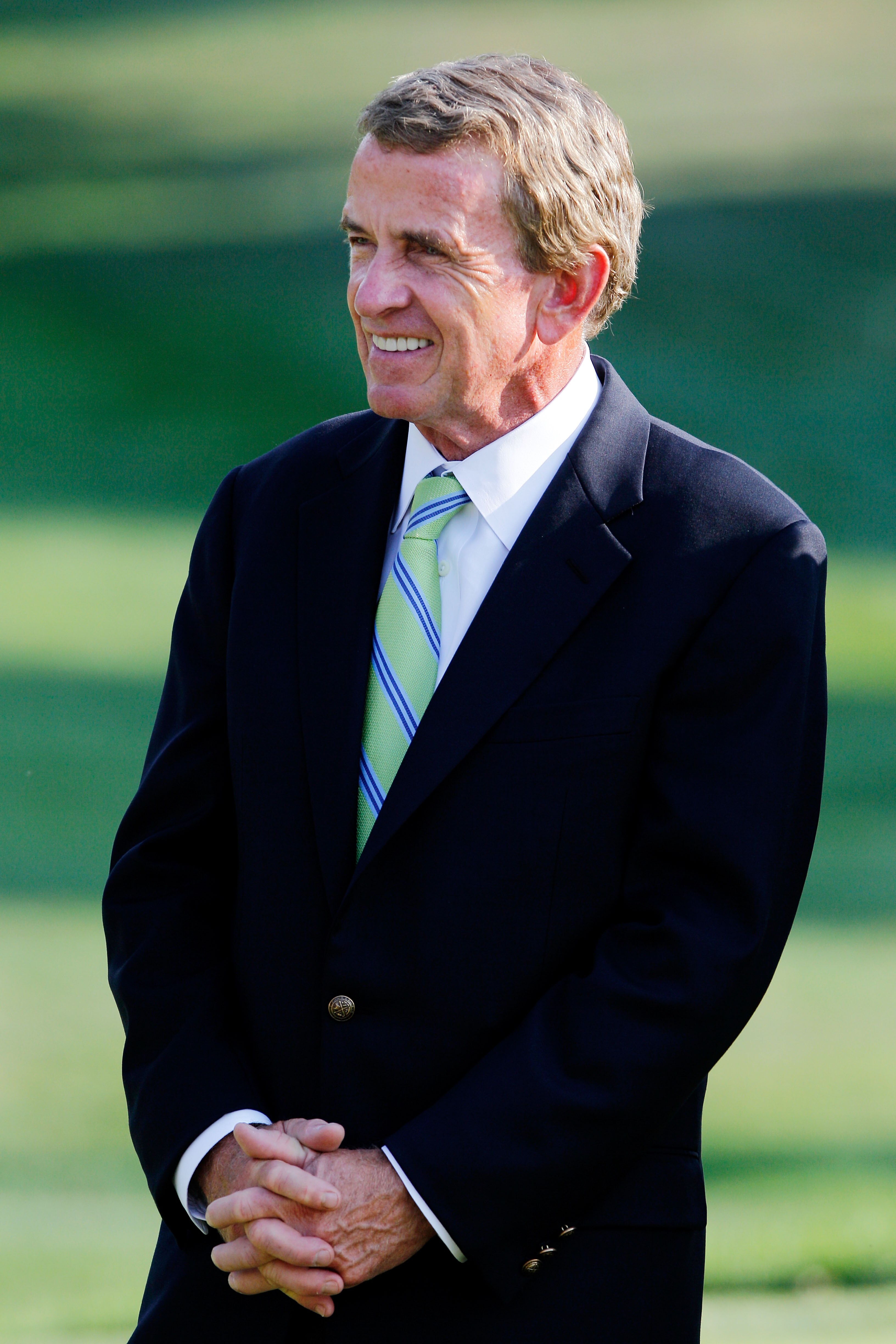 AKRON, OH - AUGUST 08:  Tim Finchem, PGA TOUR Commissioner, looks on during the trophy ceremony after the final round of the World Golf Championships - Bridgestone Invitational on the South Course at Firestone Country Club on August 8, 2010 in Akron, Ohio