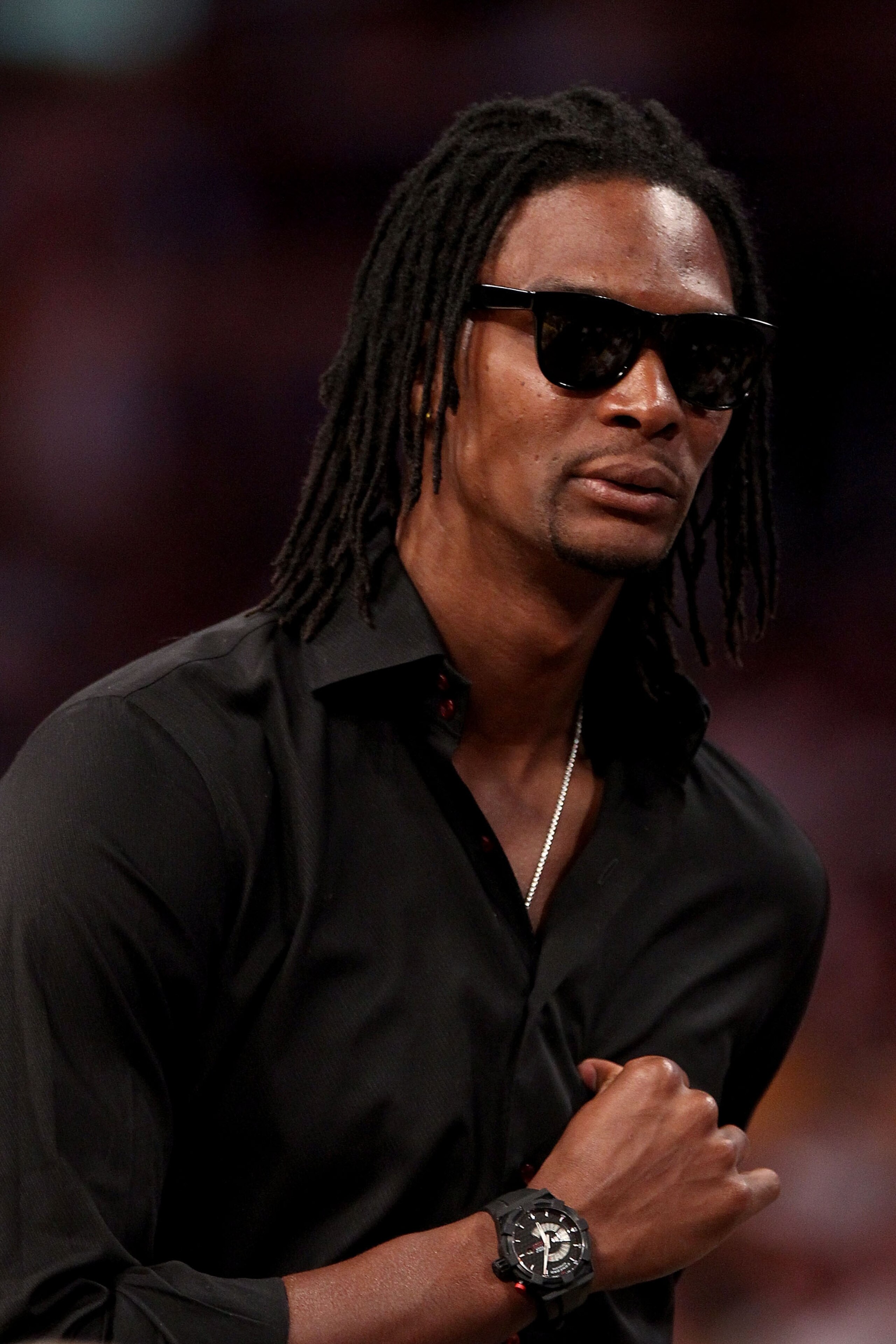 LOS ANGELES, CA - JUNE 06:  Chris Bosh of the Toronto Raptors attends Game Two of the 2010 NBA Finals between the Boston Celtics and the Los Angeles Lakers at Staples Center on June 6, 2010 in Los Angeles, California. NOTE TO USER: User expressly acknowle