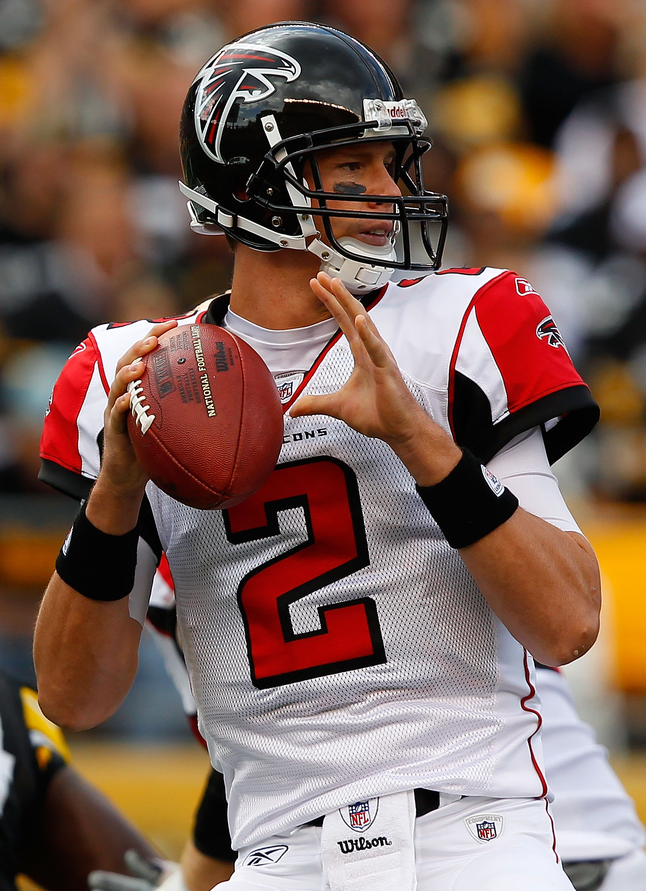 PITTSBURGH - SEPTEMBER 12:  Matt Ryan #2 of the Atlanta Falcons drops back to pass against the Pittsburgh Steelers during the NFL season opener game on September 12, 2010 at Heinz Field in Pittsburgh, Pennsylvania.  (Photo by Jared Wickerham/Getty Images)