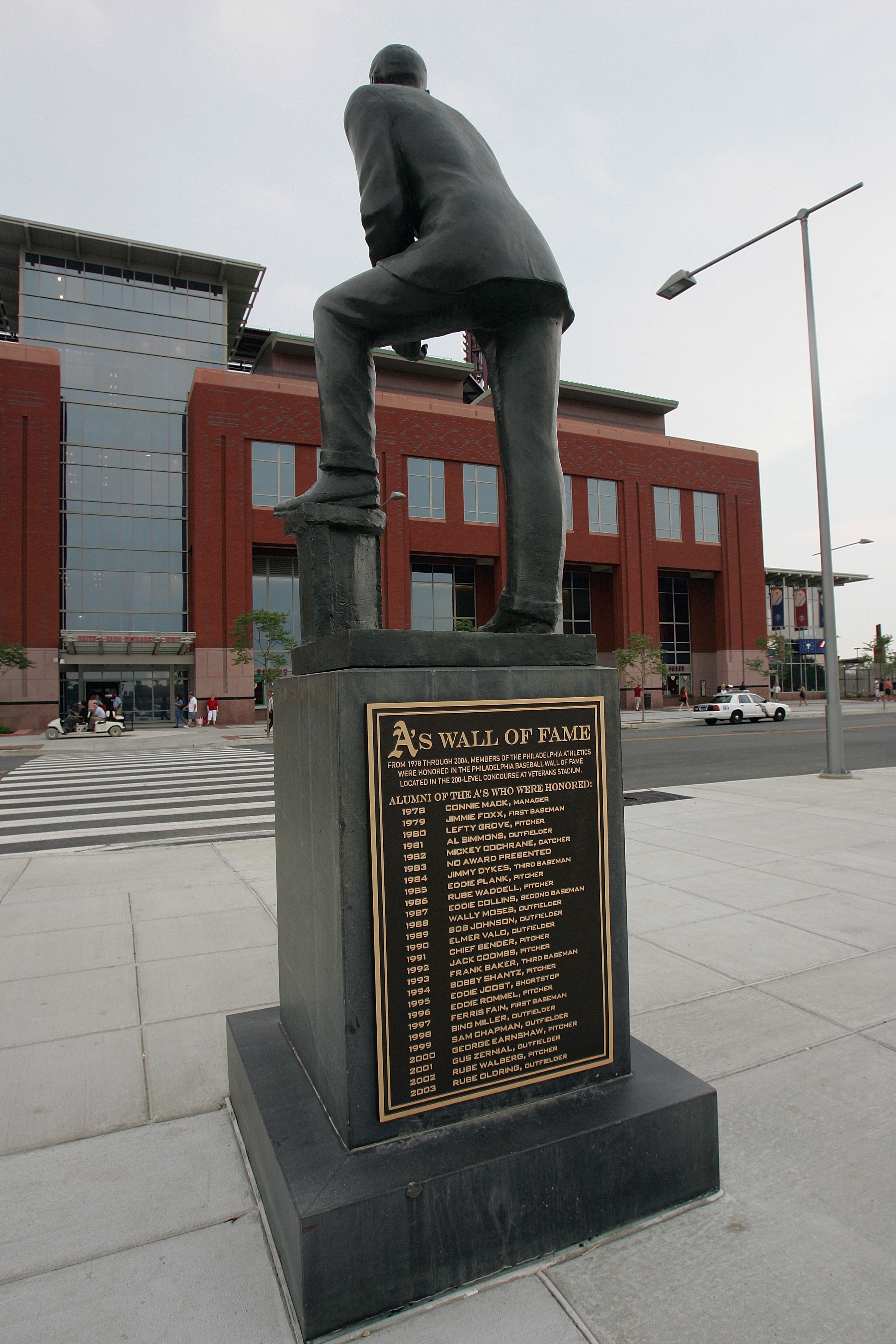 PHILADELPHIA - JULY 1:  A statue of Cornelius MacGillicuddy honors his memory and the memory of other outstanding Philadelphia Athletics. Cornelius MacGillicuddy, better known as Connie Mack (1862-1956), was the longtime owner and manager of the Philadelp
