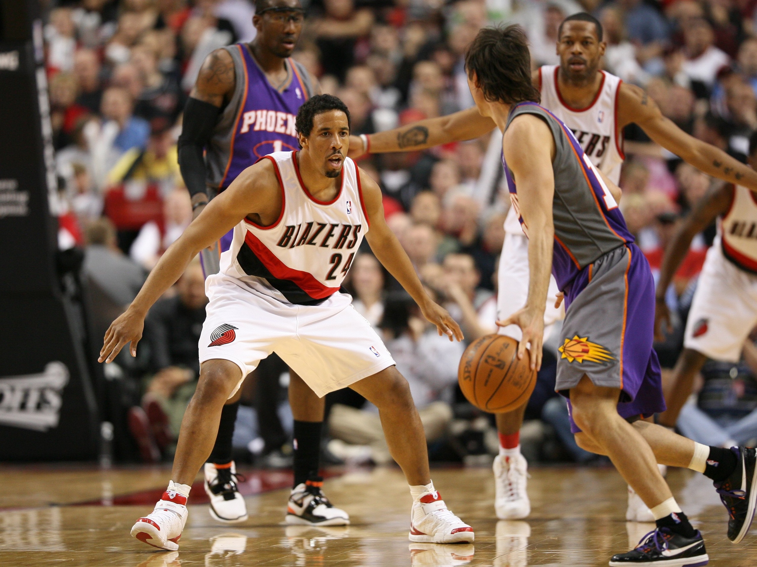 PORTLAND, OR - APRIL 29:  Andre Miller #24 of the Portland Trail Blazers in action against Steve Nash #13 of the Phoenix Suns during Game Six of the Western Conference Quarterfinals of the NBA Playoffs on April 29, 2010 at the Rose Garden in Portland, Ore