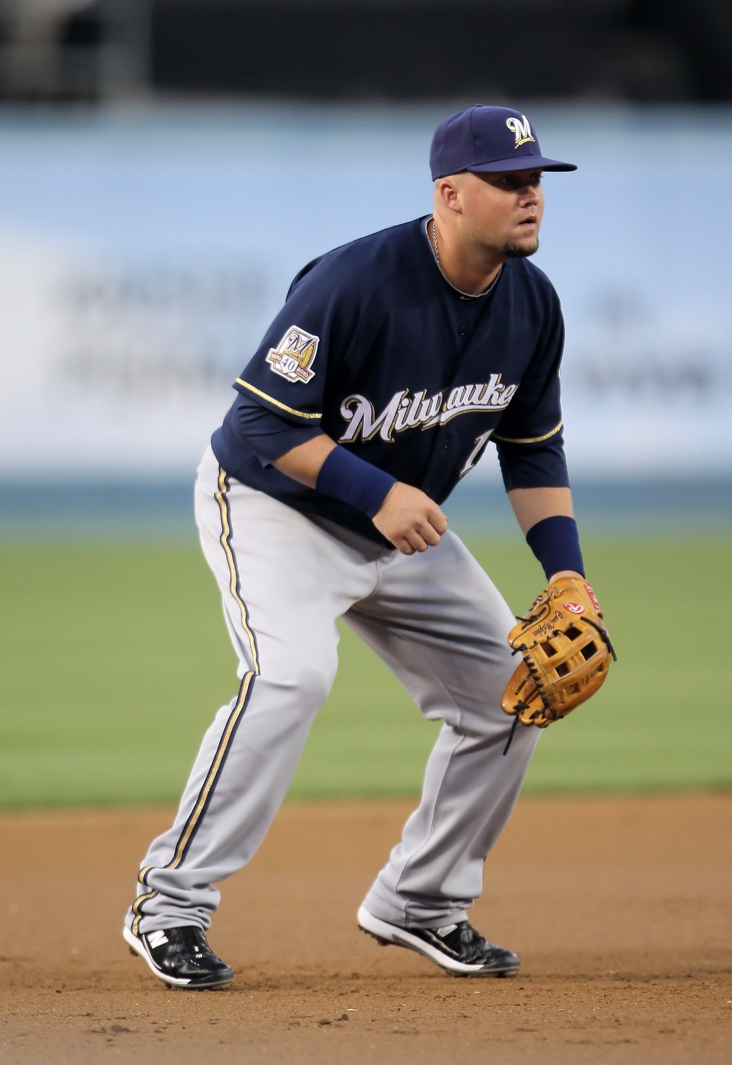 LOS ANGELES, CA - MAY 06:  Casey McGehee #14 of the Milwaukee Brewers plays against the Los Angeles Dodgers at Dodger Stadium on May 6, 2010 in Los Angeles, California.  (Photo by Jeff Gross/Getty Images)