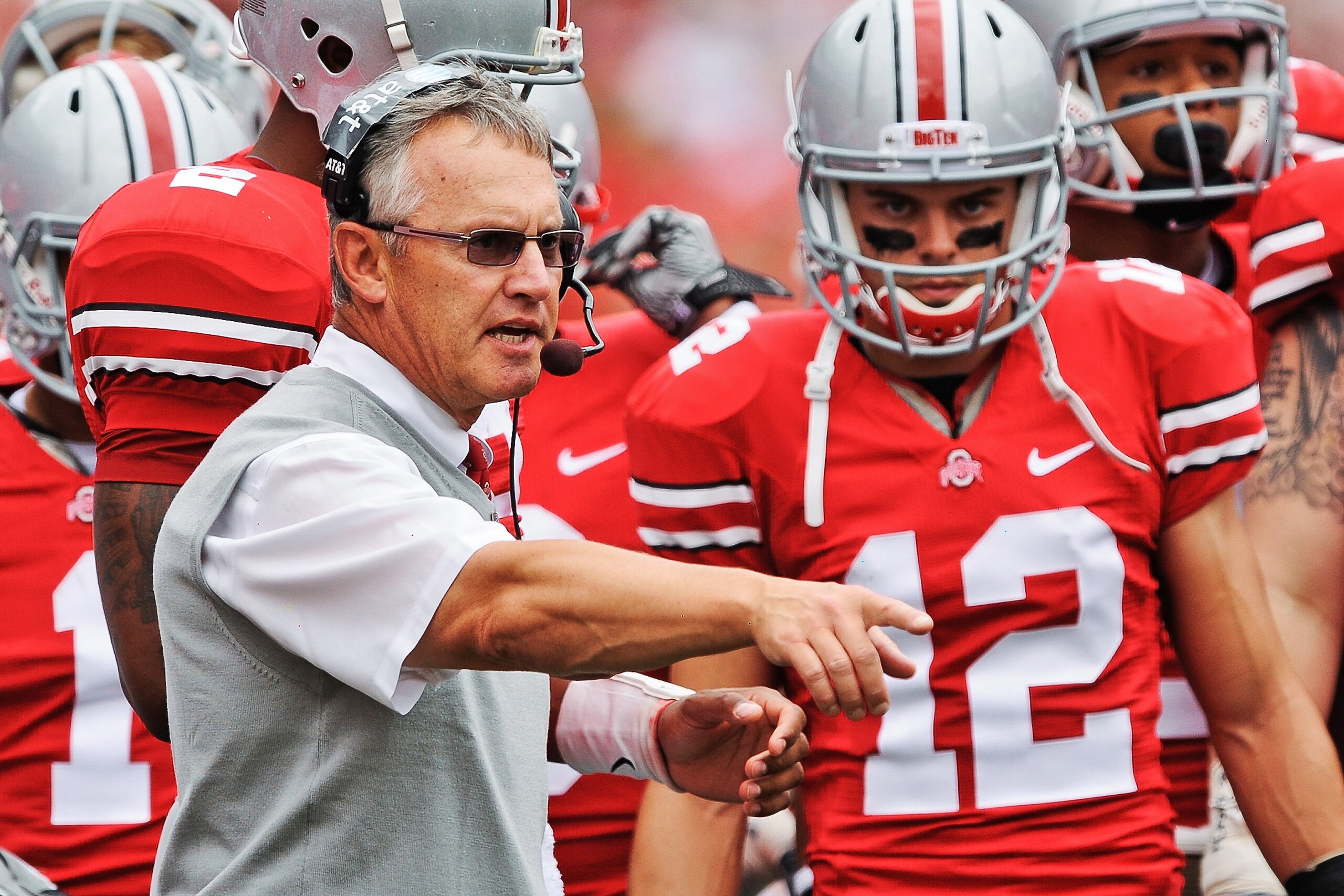 COLUMBUS, OH - SEPTEMBER 11:  Head Coach Jim Tressel of the Ohio State Buckeyes watches his team play against the Miami Hurricanes at Ohio Stadium on September 11, 2010 in Columbus, Ohio.  (Photo by Jamie Sabau/Getty Images)