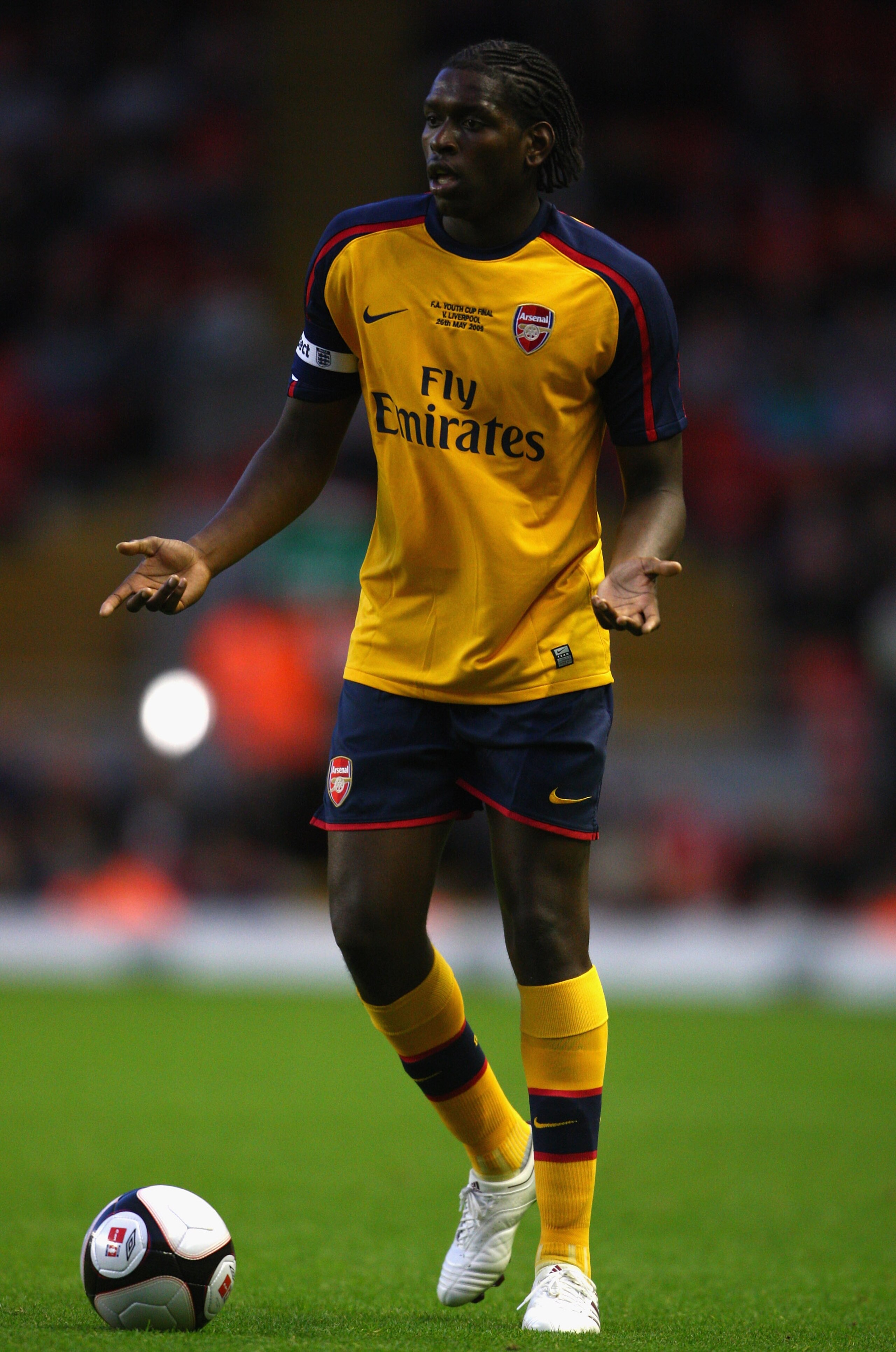 LIVERPOOL, ENGLAND - MAY 26: Jay Emmanuel Thomas of Arsenal during the second leg of the FA Youth Cup final sponsored by E.ON, between Liverpool and Arsenal at Anfield on May 26, 2009 in Liverpool, England.  (Photo by Jamie McDonald/Getty Images)