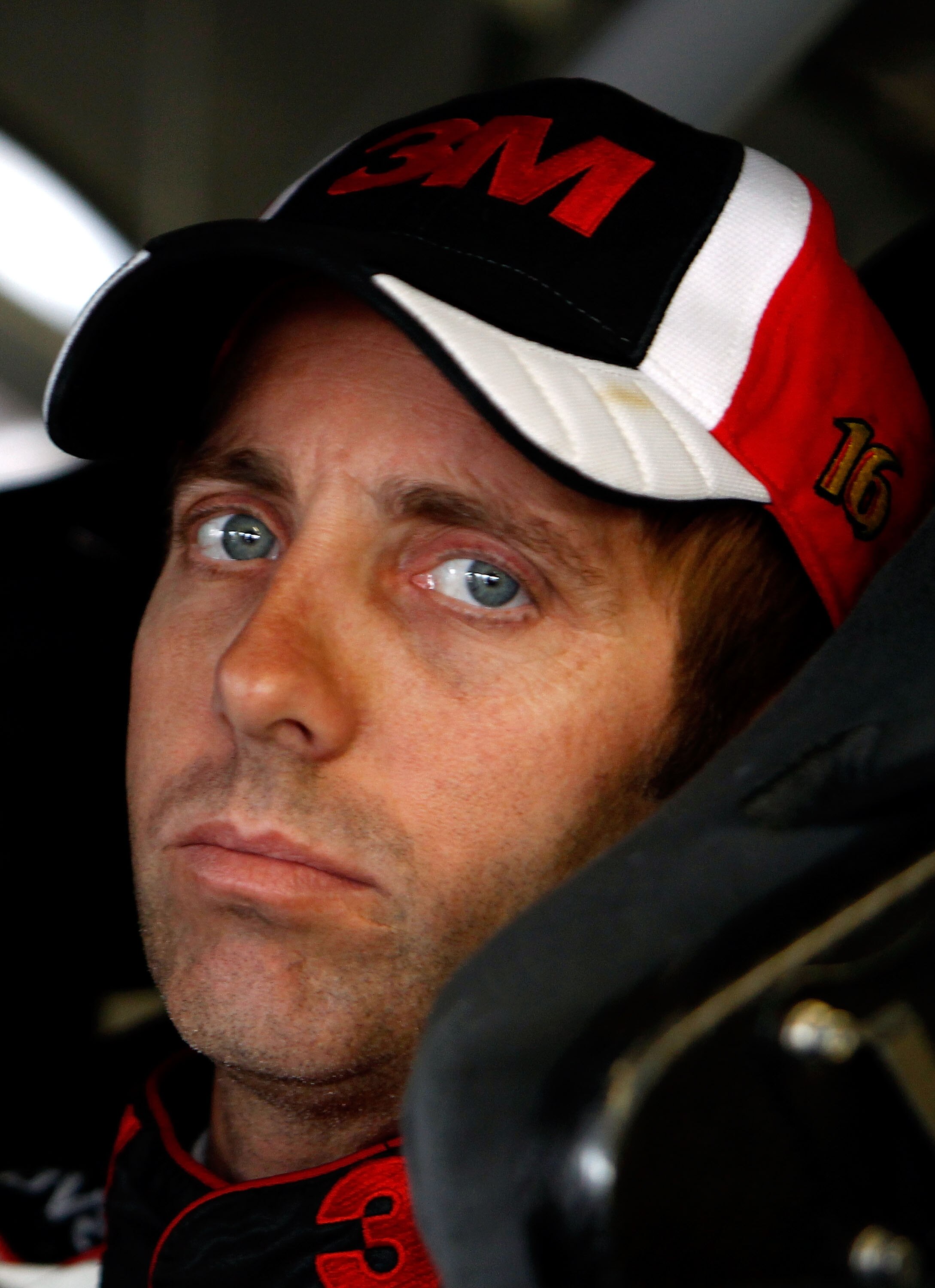 LOUDON, NH - SEPTEMBER 18:  Greg Biffle, driver of the #16 3M Ford, looks on during practice for the NASCAR Sprint Cup Series Sylvania 300 at New Hampshire Motor Speedway on September 18, 2010 in Loudon, New Hampshire.  (Photo by Jeff Zelevansky/Getty Ima