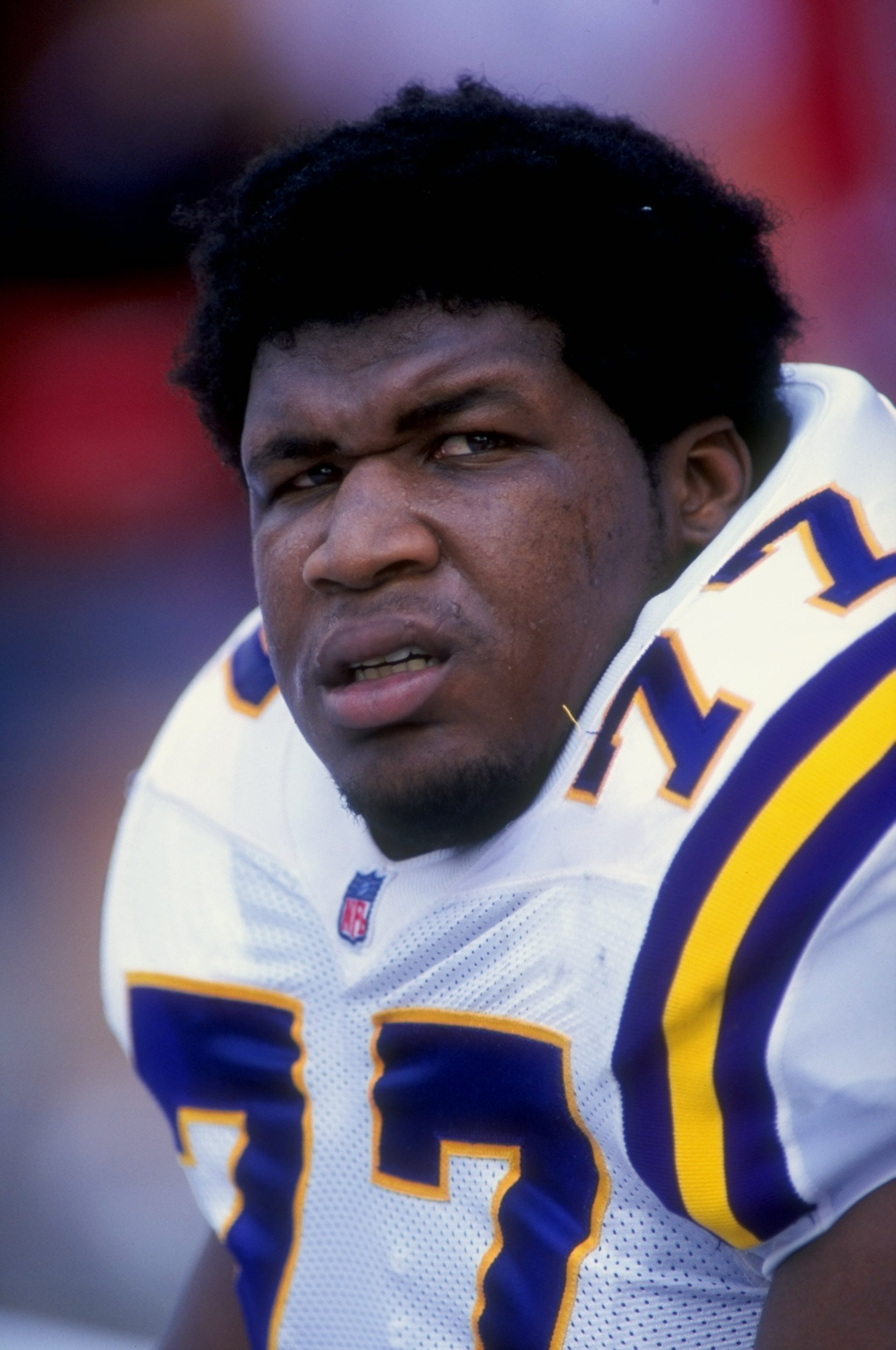 1 Nov 1998: Tackle Korey Stringer #77 of the Minnesota Vikings looks on during the game against the Tampa Bay Buccaneers at the Raymond James Stadium in Tampa, Florida. The Buccaneers defeated the Vikings 27-24. Mandatory Credit: Scott Halleran /Allspor 1 Nov 1998: Tackle Korey Stringer #77 of the Minnesota Vikings looks on during the game against the Tampa Bay Buccaneers at the Raymond James Stadium in Tampa, Florida. The Buccaneers defeated the Vikings 27-24. Mandatory Credit: Scott Halleran /Allspor