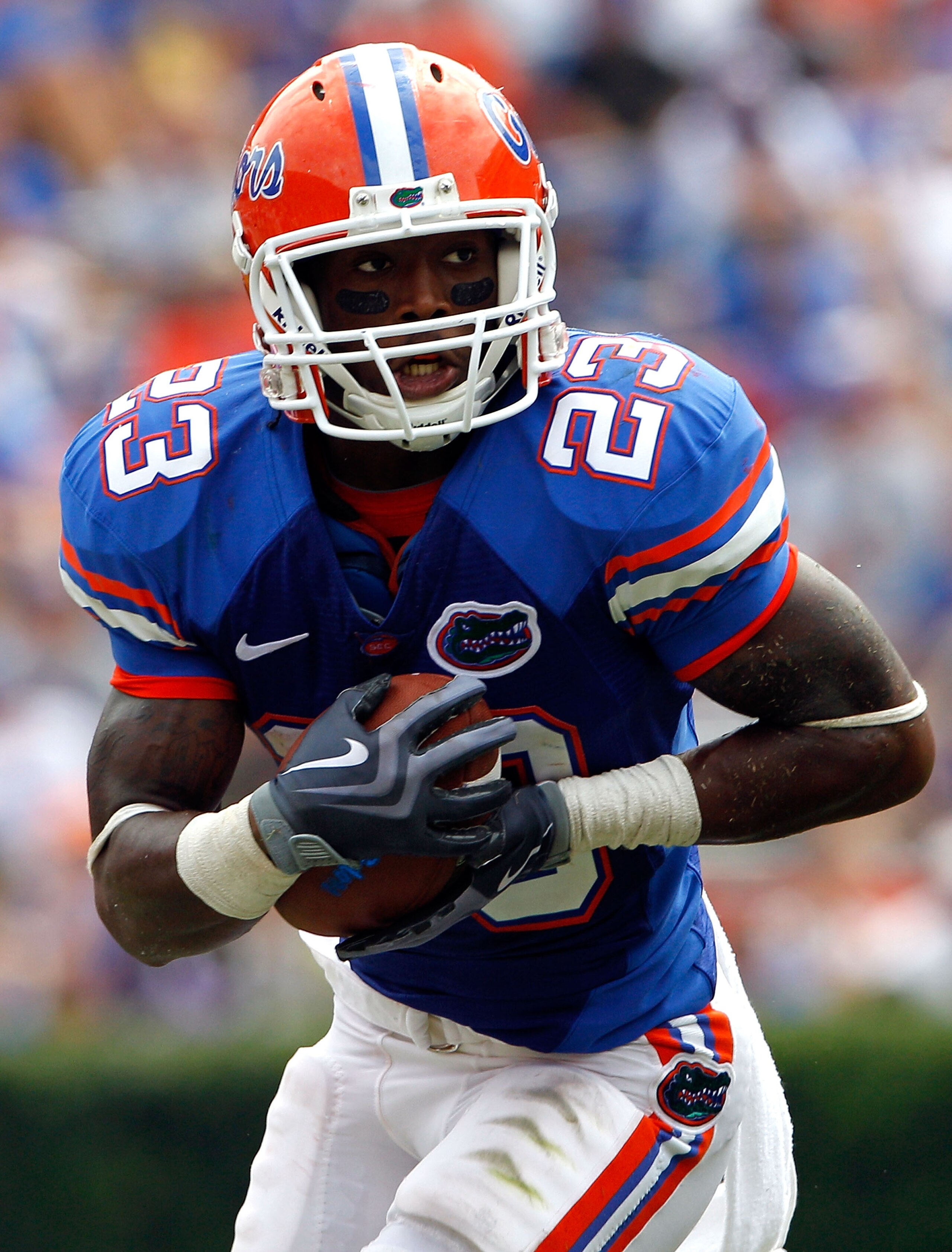 GAINESVILLE, FL - SEPTEMBER 04:  Mike Gillislee #23 of the Florida Gators runs for yardage against the Miami University RedHawks at Ben Hill Griffin Stadium on September 4, 2010 in Gainesville, Florida.  (Photo by Sam Greenwood/Getty Images)
