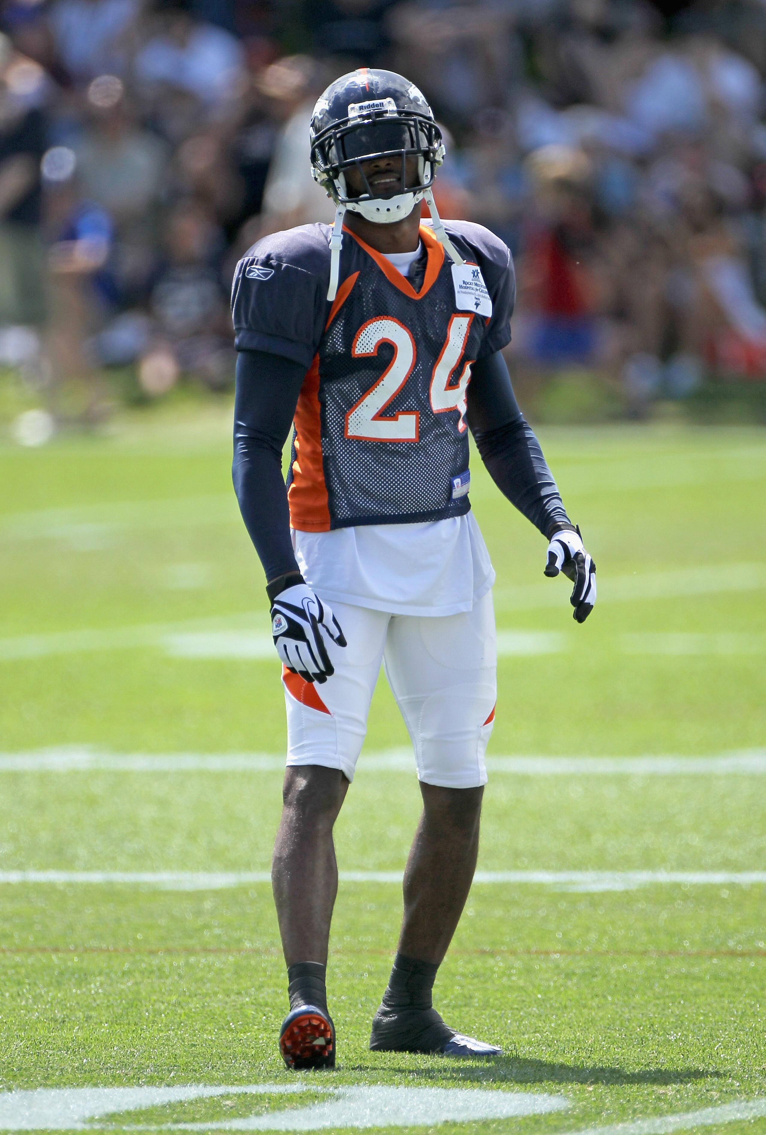ENGLEWOOD, CO - AUGUST 05:  Cornerback Champ Bailey #24 of the Denver Bronocs takes part in practice during training camp at Dove Valley on August 5, 2010 in Englewood, Colorado.  (Photo by Doug Pensinger/Getty Images)