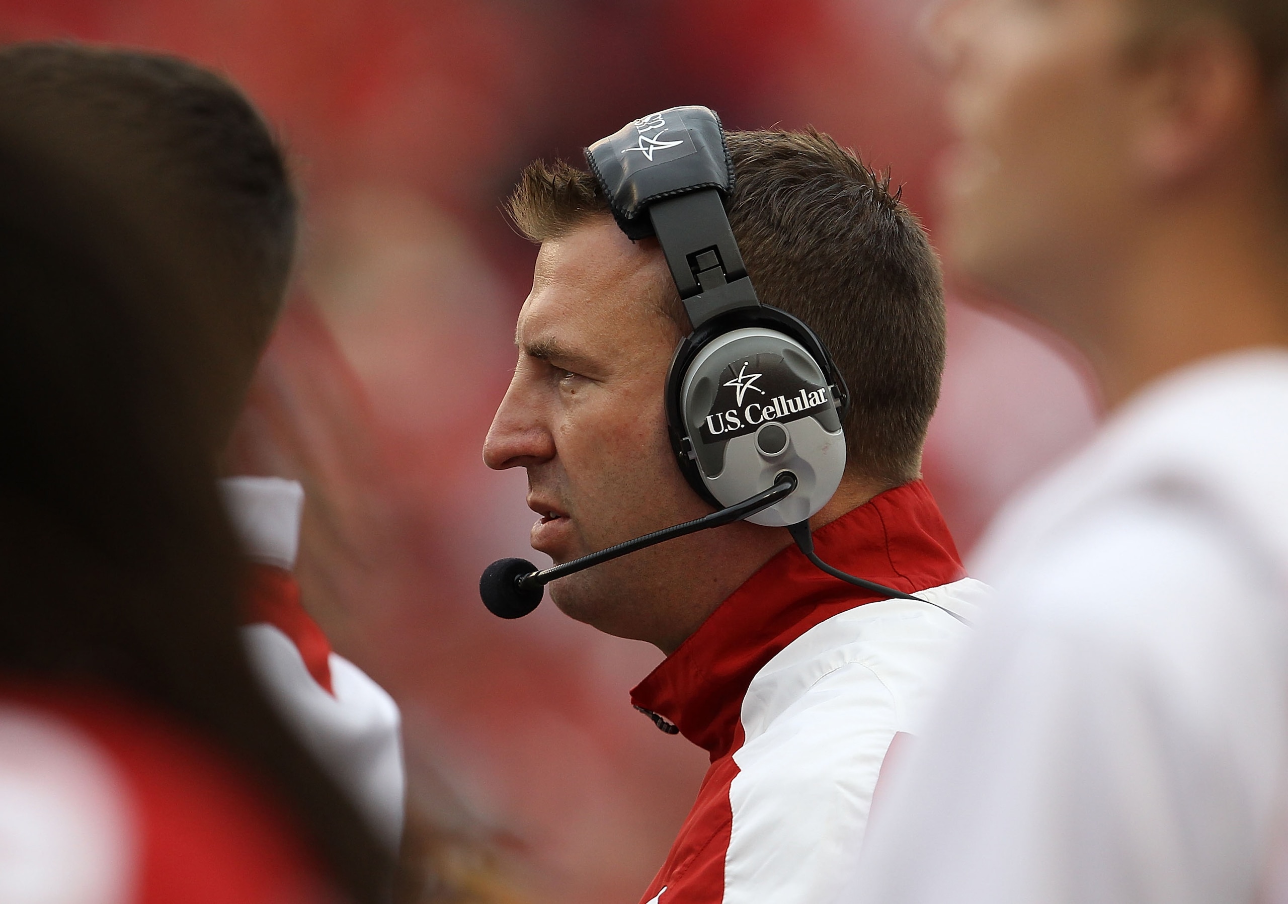 MADISON, WI - SEPTEMBER 18: Head coach Brett Bielema of the Wisconsin Badgers watches as his team takes on the Arizona State Sun Devils at Camp Randall Stadium on September 18, 2010 in Madison, Wisconsin. Wisconsin defeated Arizona State 20-19. Wisconsin