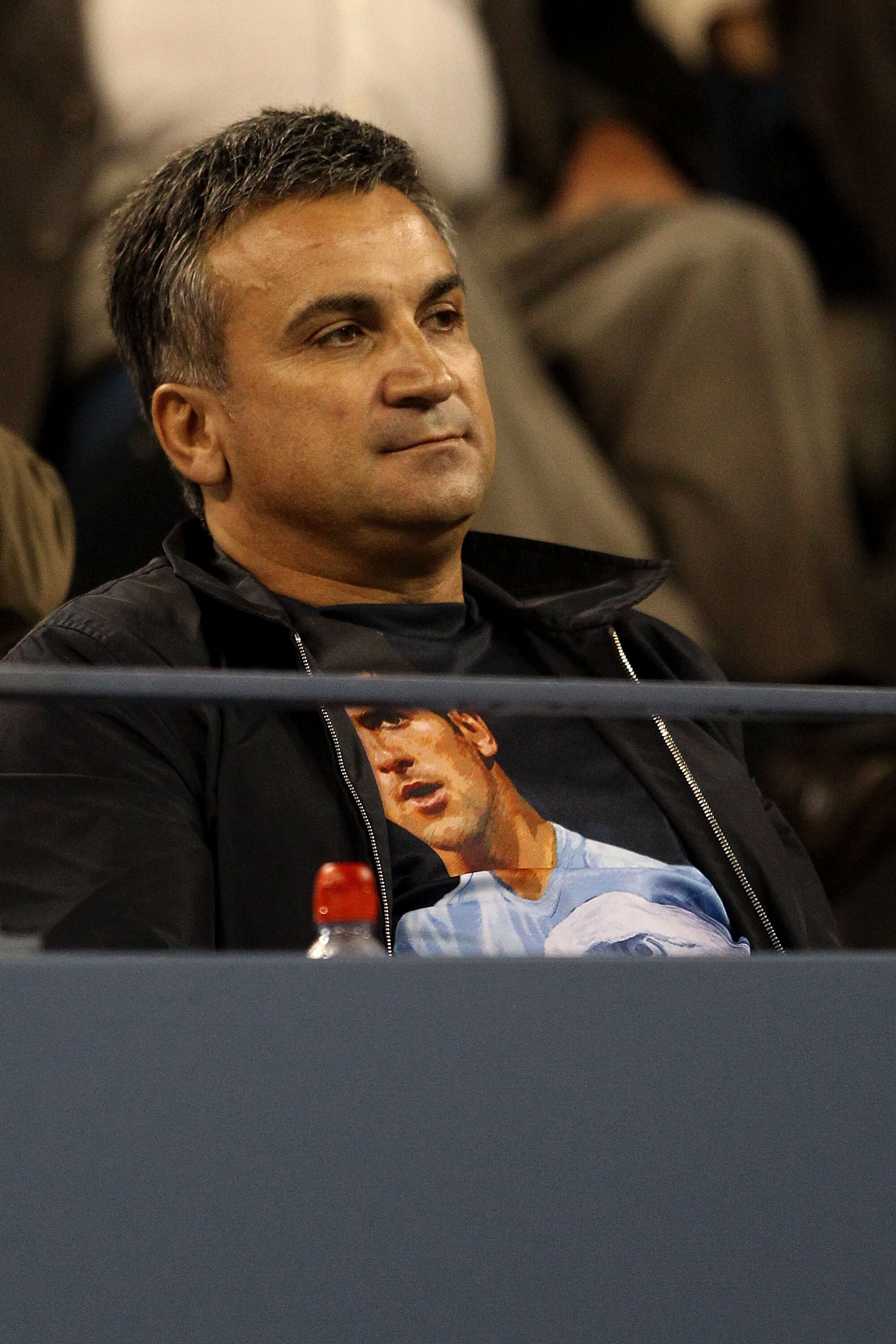 NEW YORK - SEPTEMBER 13:  Srdjan Djokovic, father of Novak Djokovic, watches play between Novak Djokovic of Serbia and Rafael Nadal of Spain during their men's singles final match on day fifteen of the 2010 U.S. Open at the USTA Billie Jean King National