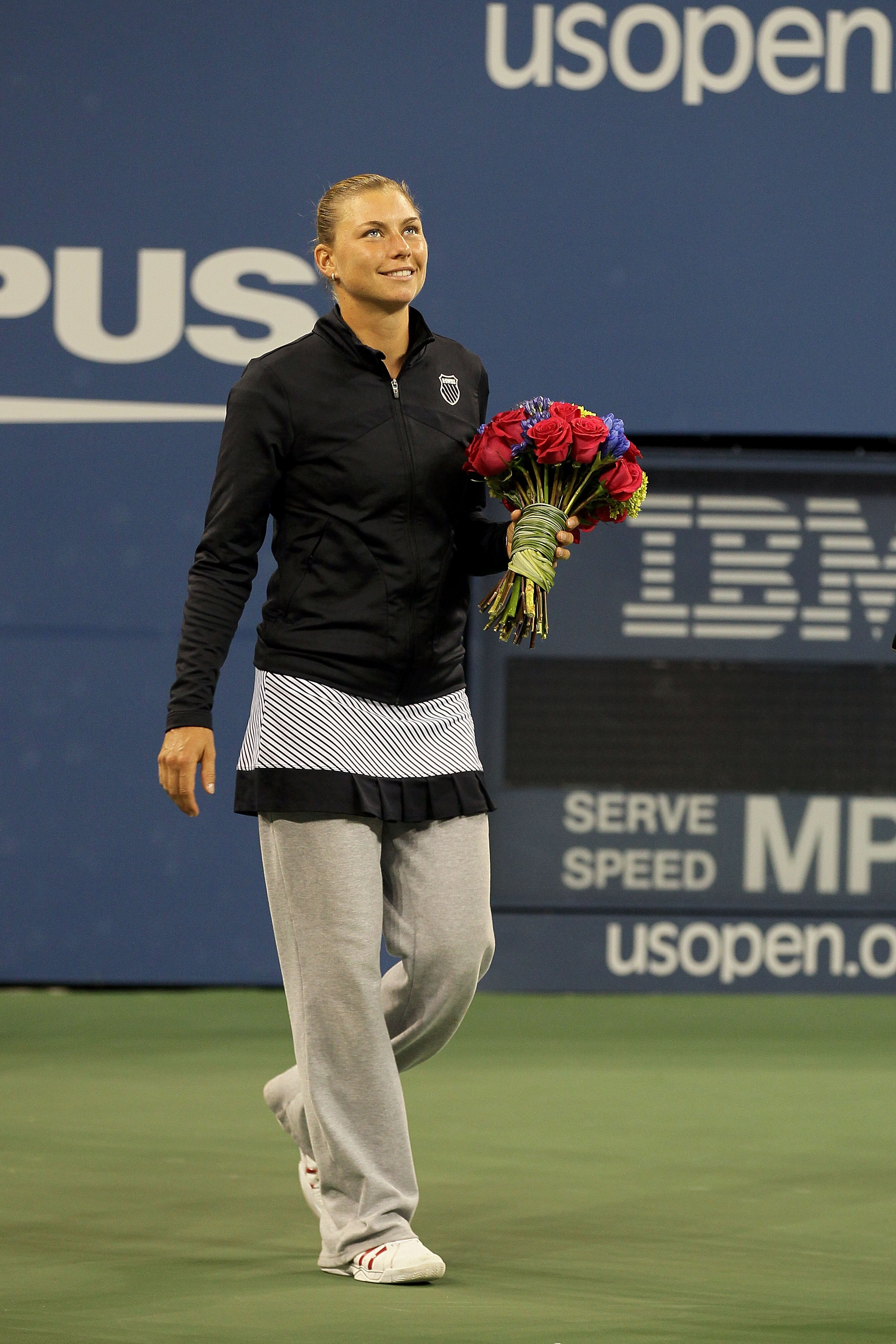 NEW YORK - SEPTEMBER 11:  Vera Zvonareva of Russia walks on the court prior to playing against Kim Clijsters of Belguim during her women's singles final on day thirteen of the 2010 U.S. Open at the USTA Billie Jean King National Tennis Center on September