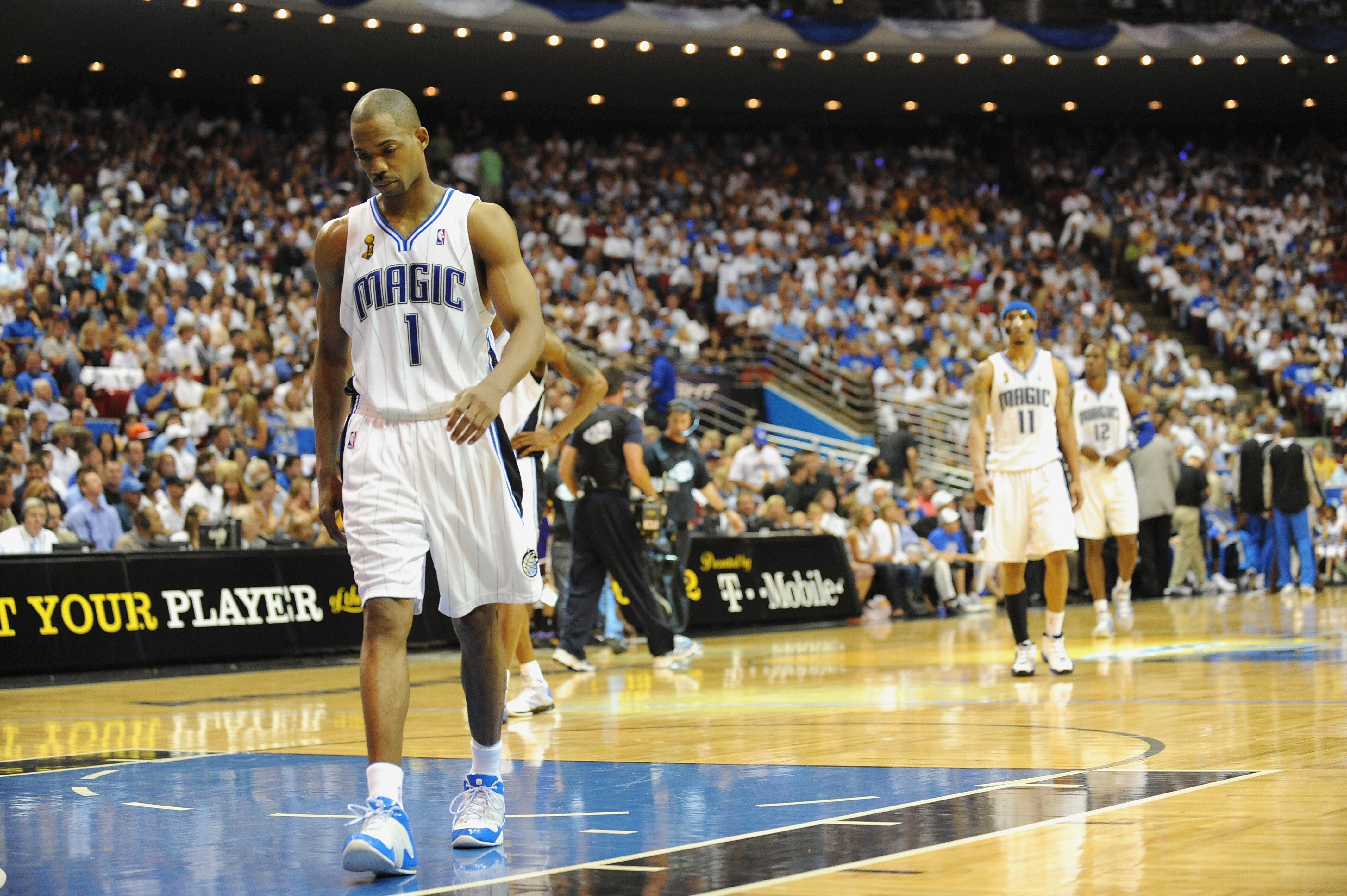 ORLANDO, FL - JUNE 14:  Rafer Alston #1 of the Orlando Magic walks across the court in Game Five of the 2009 NBA Finals against the Los Angeles Lakers on June 14, 2009 at Amway Arena in Orlando, Florida. The Lakers won 99-86.  NOTE TO USER:  User expressl