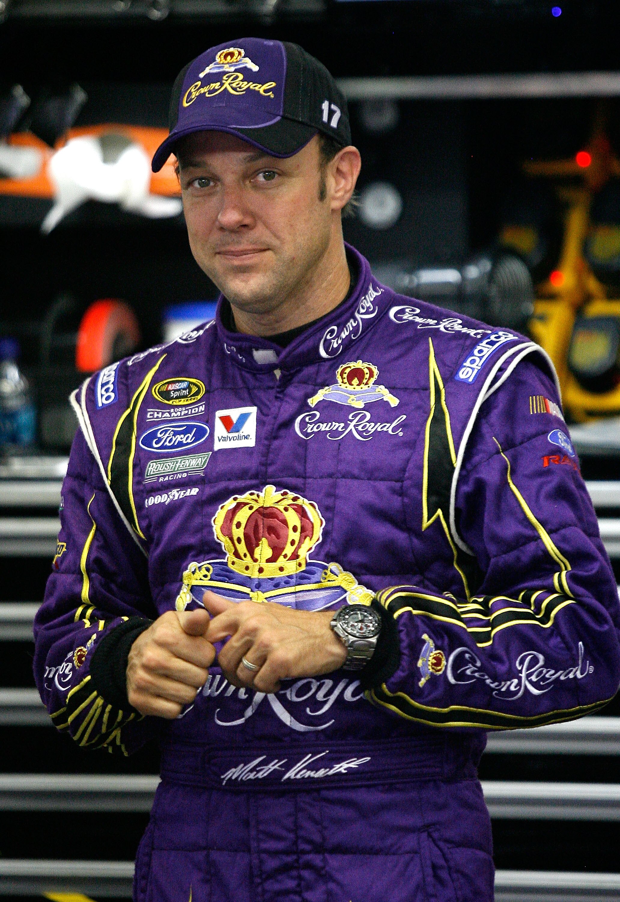 LOUDON, NH - SEPTEMBER 17:  Matt Kenseth, driver of the #17 Crown Royal Ford, waits in the garage during practice for the NASCAR Sprint Cup Series Sylvania 300 at New Hampshire Motor Speedway on September 17, 2010 in Loudon, New Hampshire.  (Photo by Tom