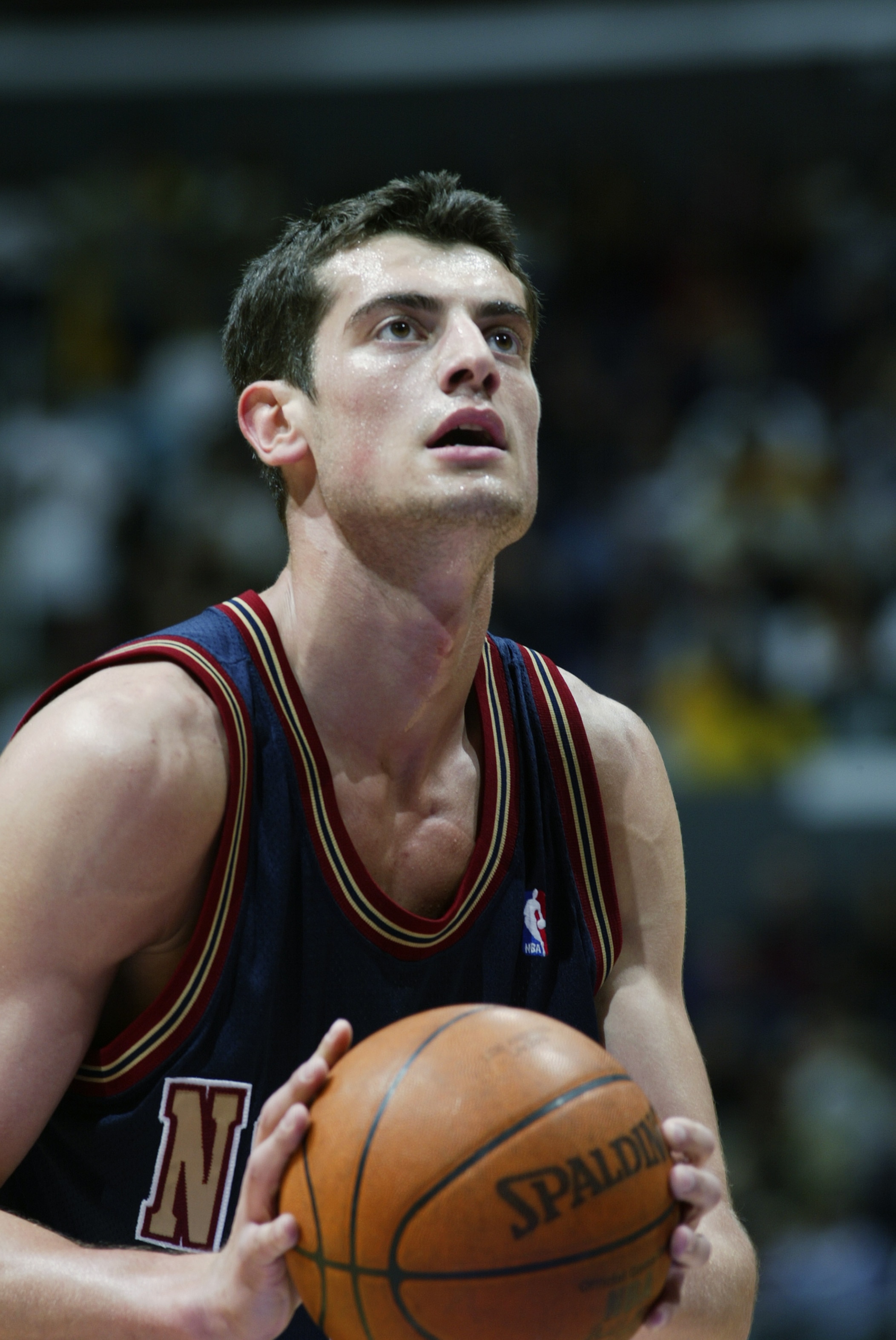 LOS ANGELES - APRIL 15:  Nikoloz Tskitishvili #22 of the Denver Nuggets looks to shot during the game the Los Angeles Lakers at Staples Center on April 15, 2003 in Los Angeles, California  The Lakers won 126-104.  NOTE TO USER: User expressly acknowledges