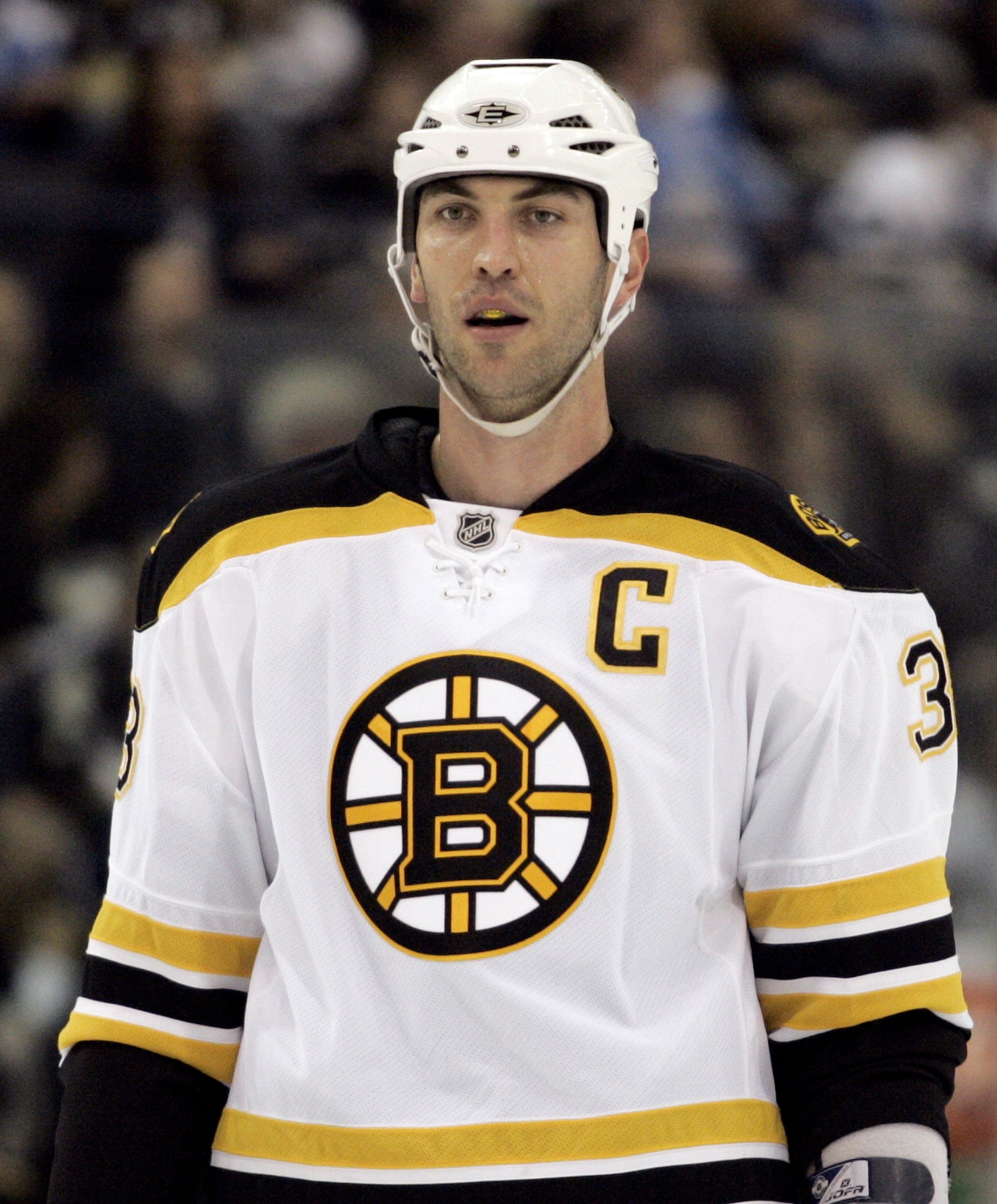 PITTSBURGH, PA - MARCH 07:  Zdeno Chara #33 of the Boston Bruins looks on against the Pittsburgh Penguins at Mellon Arena on March 7, 2010 in Pittsburgh, Pennsylvania.  The Penguins defeated the Bruins 2-1.  (Photo by Justin K. Aller/Getty Images)