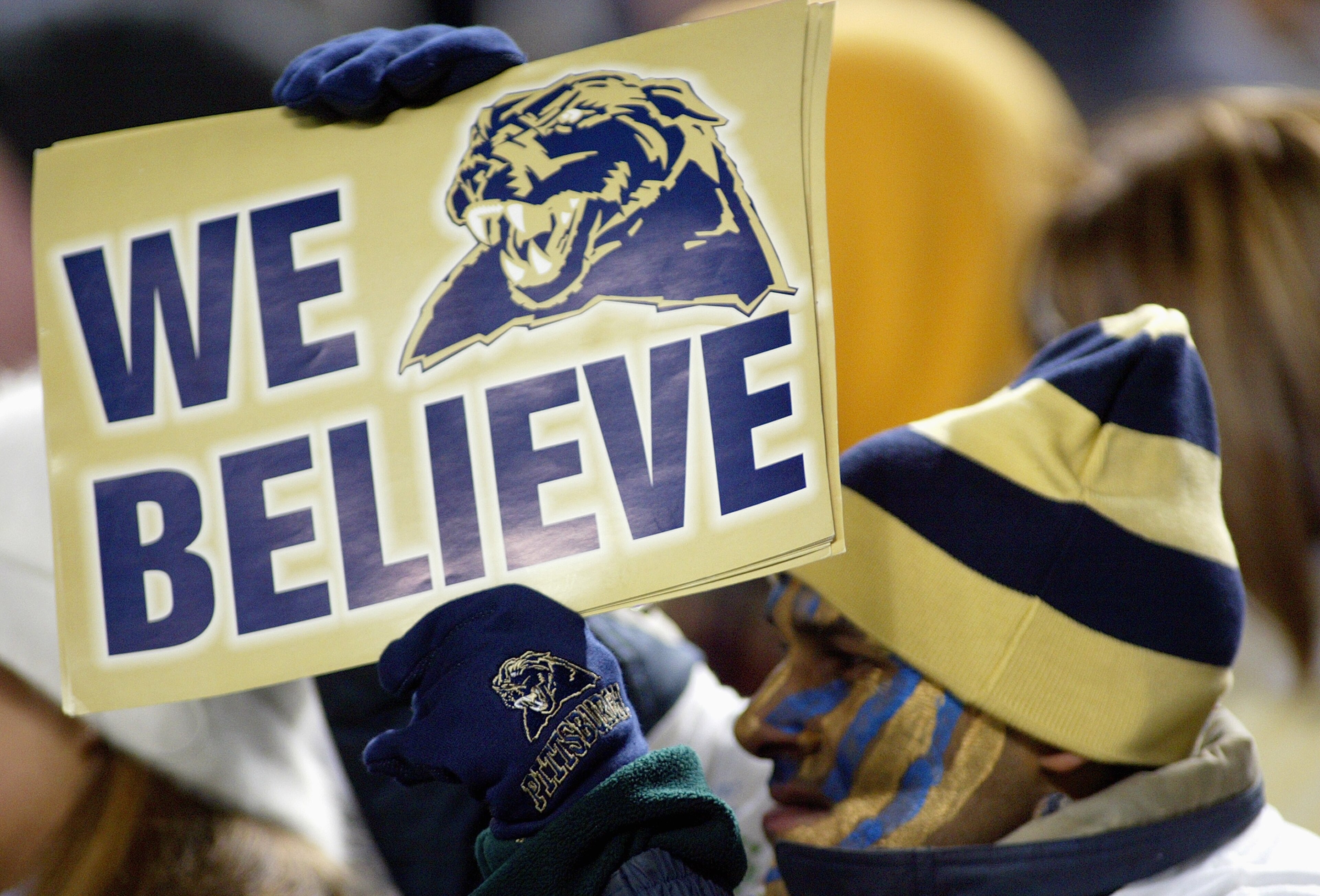 PITTSBURGH, PA - NOVEMBER 29:  An University of Pittsburgh Panthers fans shows his support during the game against the University of Miami Hurricanes at Heinz Field on November 29, 2003 in Pittsburgh, Pennsylvania. Miami defeated Panthers, 28-14, and won