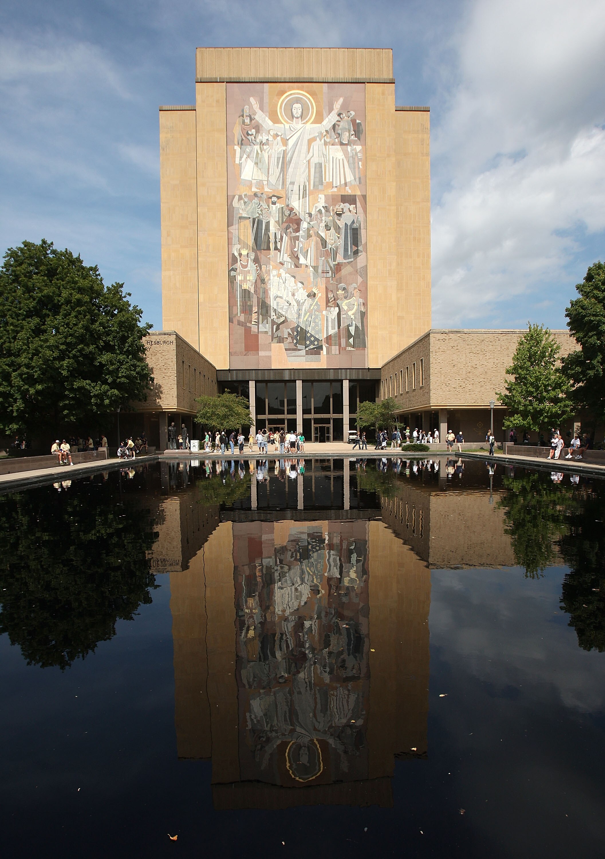 SOUTH BEND, IN - SETPEMBER 19: A general view of the 'Word of Life' mural, also known as 'Touchdown Jesus,' on the campus of Notre Dme University beofre a game between the Notre Dame Fighting Irish and the Michigan State Spartans on September 19, 2009 at