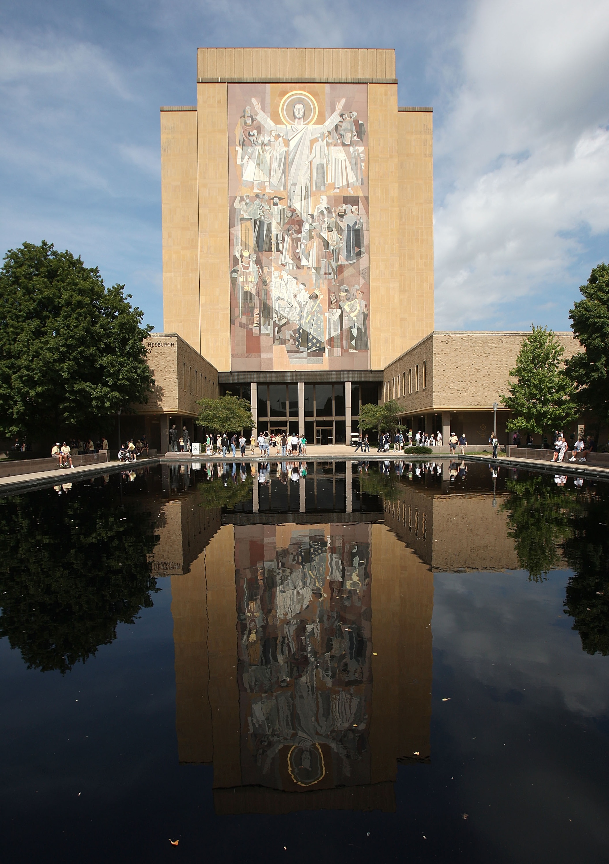 SOUTH BEND, IN - SETPEMBER 19: A general view of the 'Word of Life' mural, also known as 'Touchdown Jesus,' on the campus of Notre Dme University beofre a game between the Notre Dame Fighting Irish and the Michigan State Spartans on September 19, 2009 at