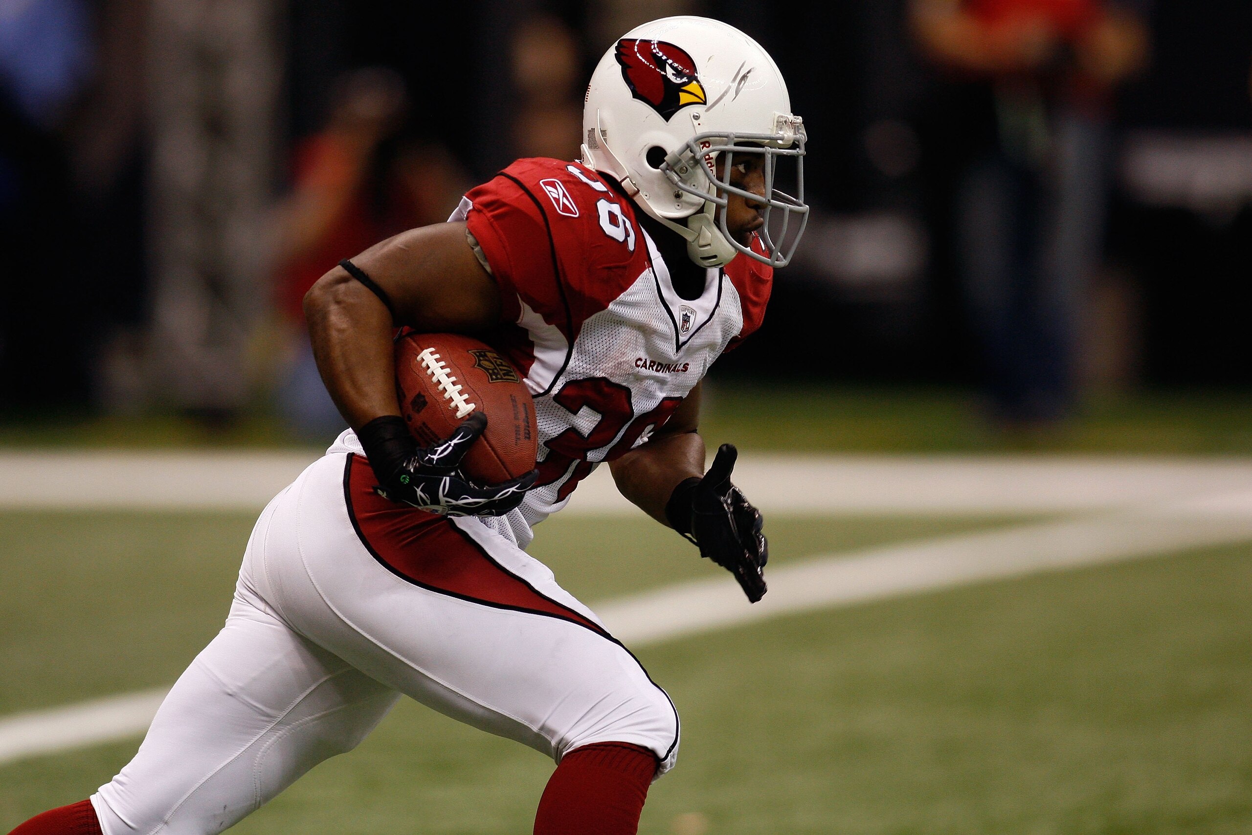 NEW ORLEANS - JANUARY 16: LaRod Stephens-Howling #36 of the Arizona Cardinals returns a kickoff against the New Orleans Saints during the NFC Divisional Playoff Game at Louisana Superdome on January 16, 2010 in New Orleans, Louisiana. The Saints won 45-1 NEW ORLEANS - JANUARY 16: LaRod Stephens-Howling #36 of the Arizona Cardinals returns a kickoff against the New Orleans Saints during the NFC Divisional Playoff Game at Louisana Superdome on January 16, 2010 in New Orleans, Louisiana. The Saints won 45-1