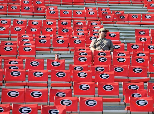 An early bird shows up a few hours before kickoff. Unfortunately, Georgia's student section has looked like this at times during games.