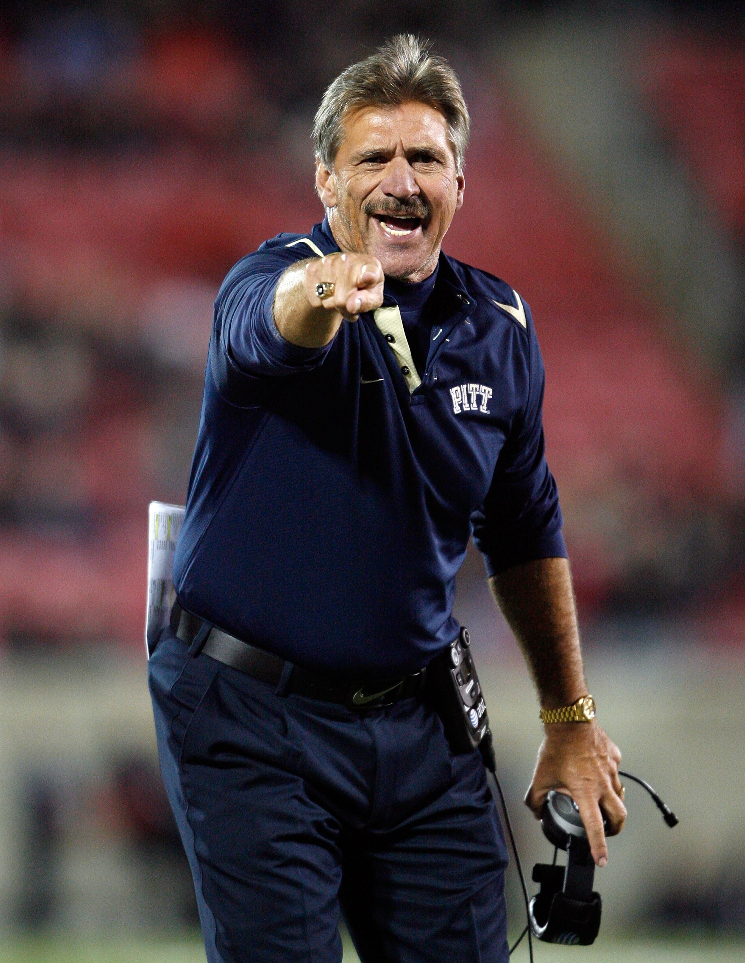 LOUISVILLE, KY - OCTOBER 02: Dave Wannstedt the Head Coach of the Pittsburgh Panthers coaches from sideline during the Big East Conference game against the Louisville Cardinals at Papa John's Cardinal Stadium on October 2, 2009 in Louisville, Kentucky. LOUISVILLE, KY - OCTOBER 02: Dave Wannstedt the Head Coach of the Pittsburgh Panthers coaches from sideline during the Big East Conference game against the Louisville Cardinals at Papa John's Cardinal Stadium on October 2, 2009 in Louisville, Kentucky.