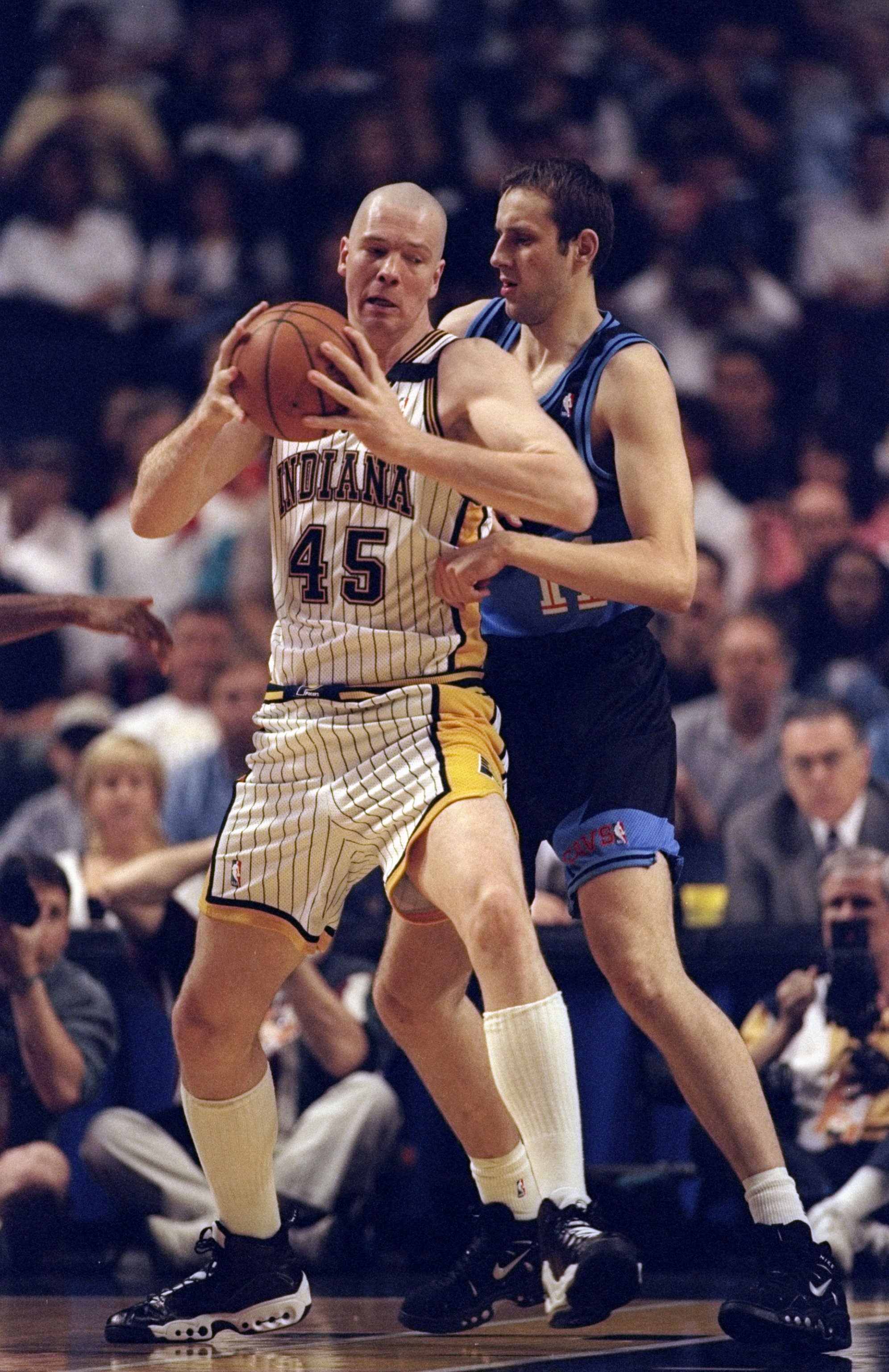 25 Apr 1998: Rik Smits #4 of the Cleveland Cavaliers in action against during a game against the Indiana Pacers at the Market Square Arena in Indianapolis, Indiana. The Pacers defeated the Cavaliers 92-86.