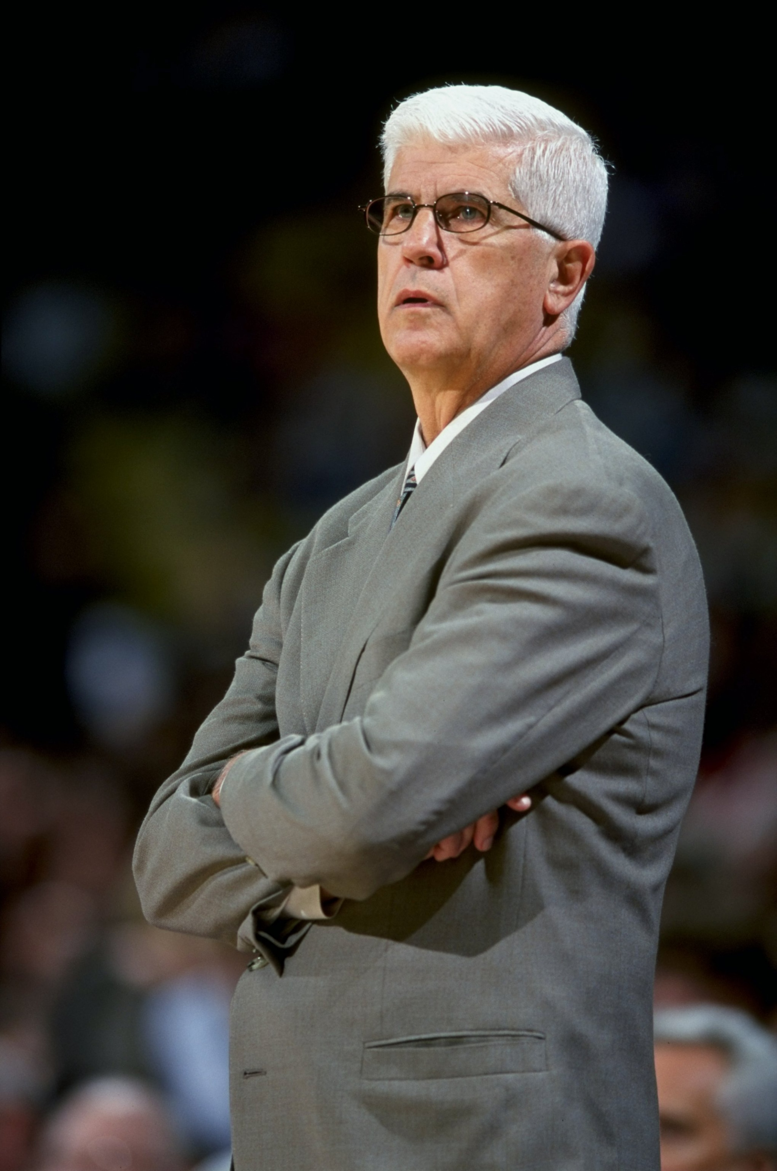 17 Feb 1999:  Head coach Del Harris of the Los Angeles Lakers watches from the sidelines during the game against the Dallas Mavericks at the Great Western Forum in Inglewood, California. The Lakers defeated the Mavericks 101-88.  Mandatory Credit: Vincent