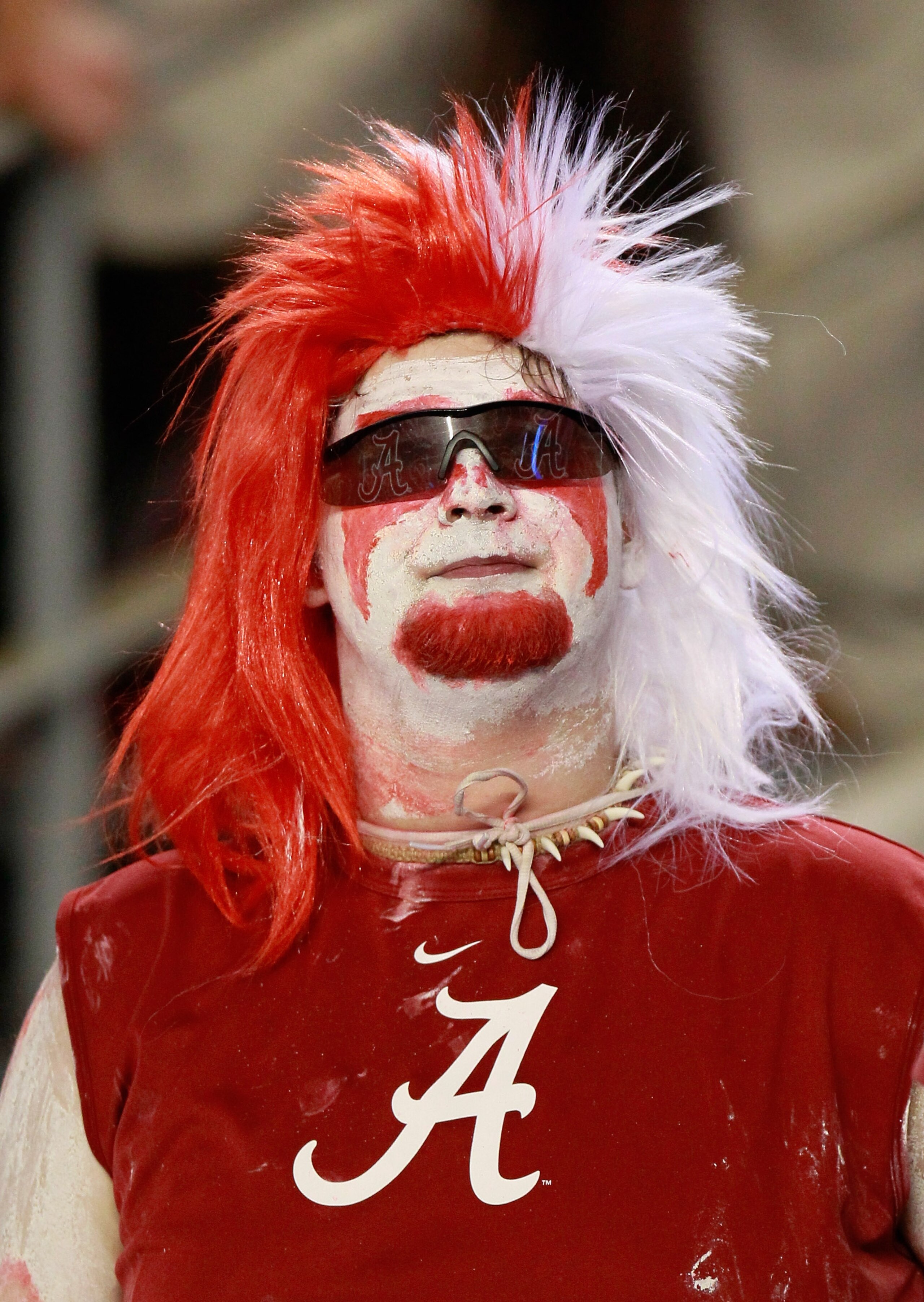 TUSCALOOSA, AL - SEPTEMBER 11:  An Alabama Crimson Tide fan cheers against the Penn State Nittany Lions at Bryant-Denny Stadium on September 11, 2010 in Tuscaloosa, Alabama.  (Photo by Kevin C. Cox/Getty Images)