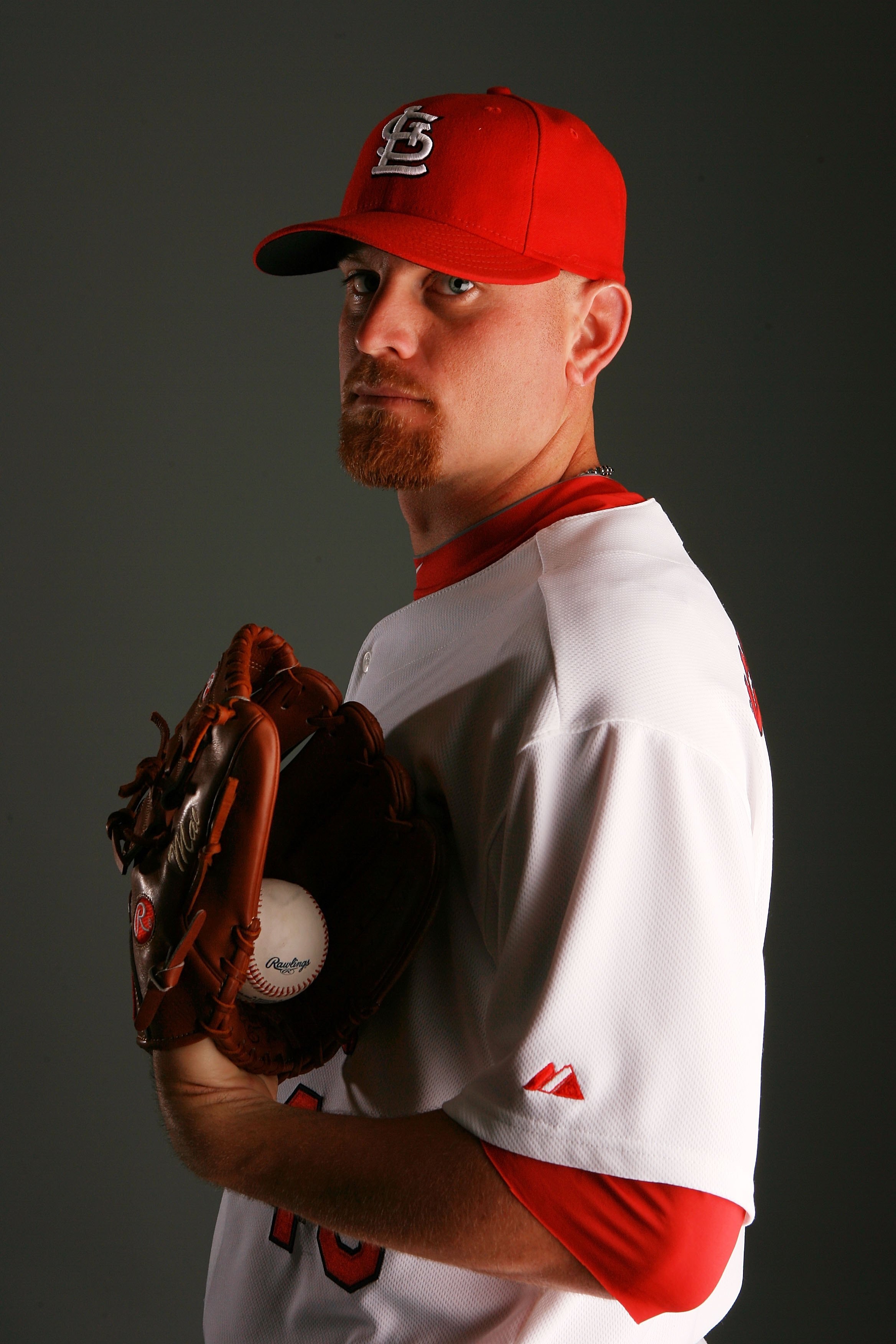 JUPITER, FL - MARCH 01:  Pitcher Kyle McClellan #46 of the St. Louis Cardinals during photo day at Roger Dean Stadium on March 1, 2010 in Jupiter, Florida.  (Photo by Doug Benc/Getty Images)