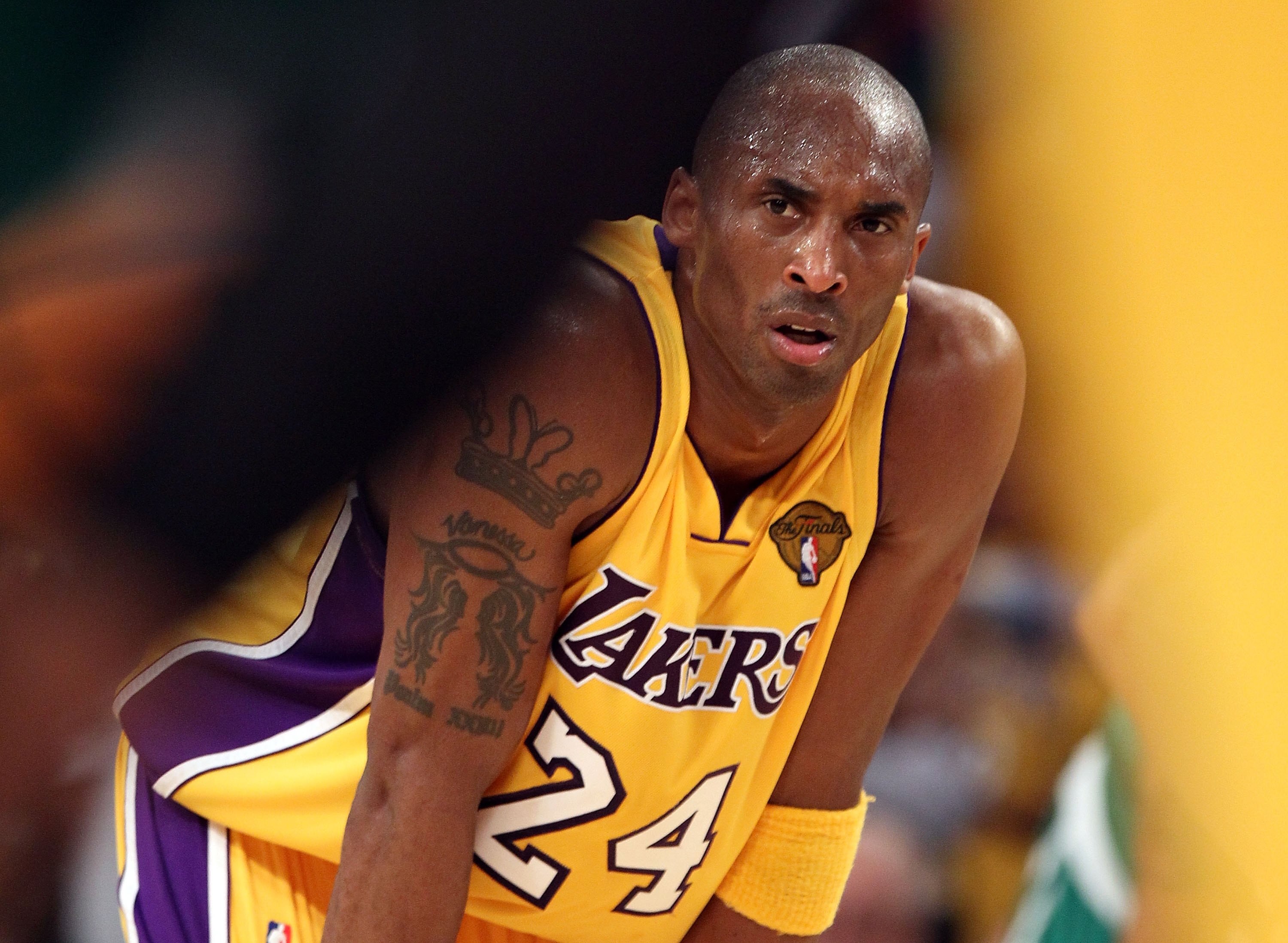 LOS ANGELES, CA - JUNE 17:  Kobe Bryant #24 of the Los Angeles Lakers looks on in Game Seven of the 2010 NBA Finals against the Boston Celtics at Staples Center on June 17, 2010 in Los Angeles, California.  NOTE TO USER: User expressly acknowledges and ag