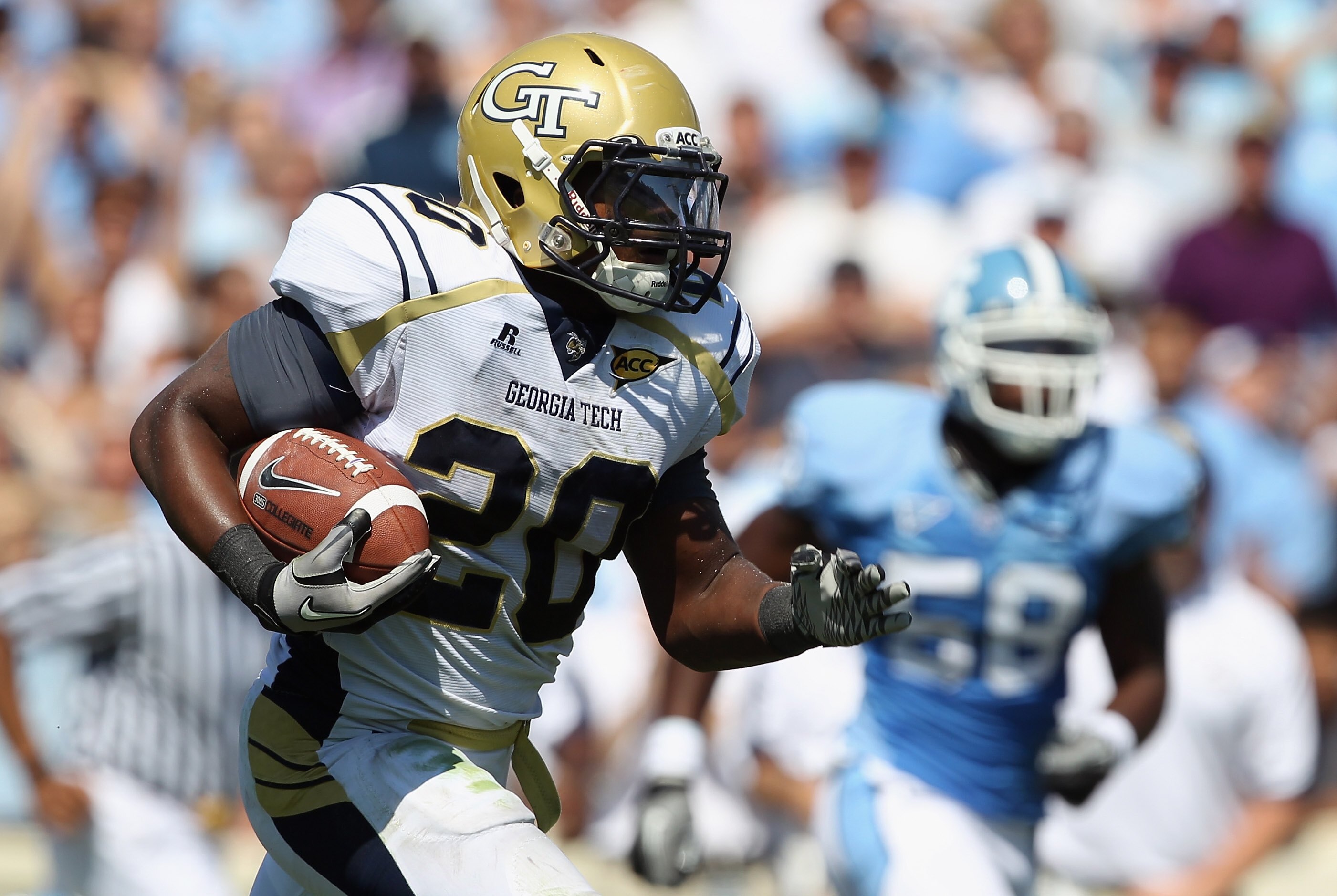 CHAPEL HILL, NC - SEPTEMBER 18:  Roddy Jones #20 of the Georgia Tech Yellow Jackets against the North Carolina Tar Heels during their game at Kenan Stadium on September 18, 2010 in Chapel Hill, North Carolina.  (Photo by Streeter Lecka/Getty Images)