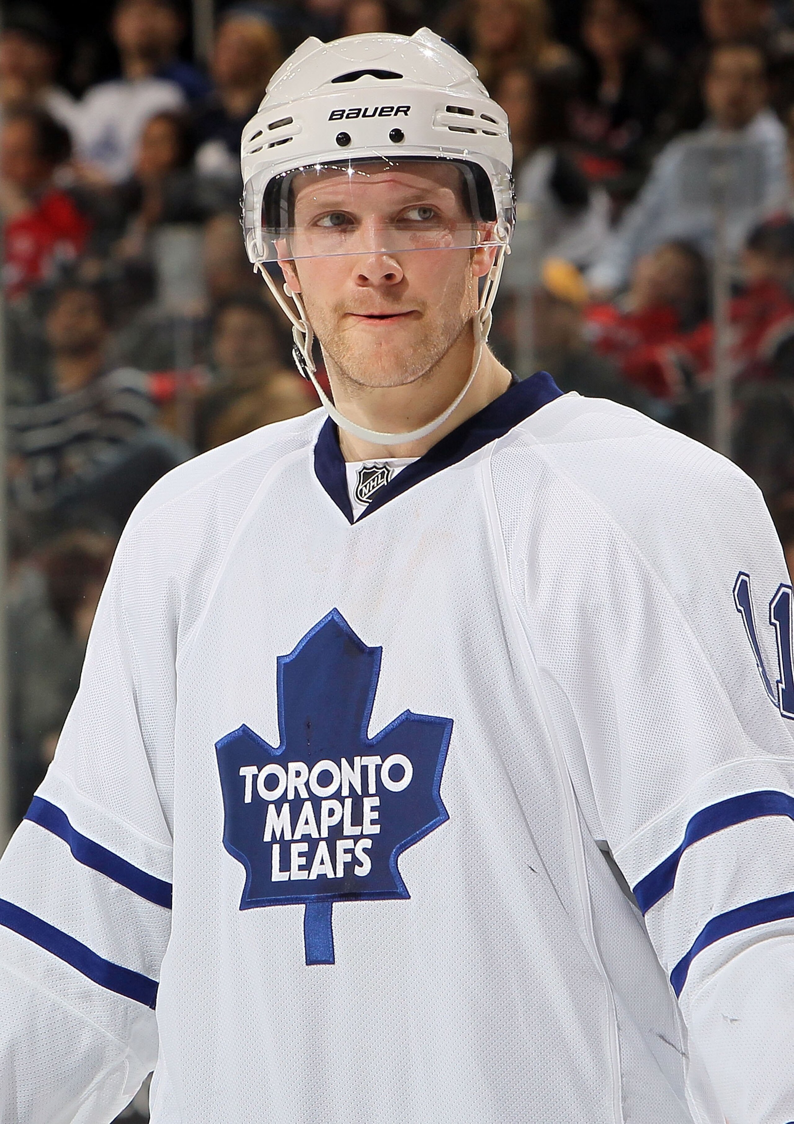 NEWARK, NJ - FEBRUARY 05:  Fredrik Sjostrom #11 of the Toronto Maple Leafs looks on against the New Jersey Devils at the Prudential Center on February 5, 2010 in Newark, New Jersey. The Devils defeated the Leafs 4-3.  (Photo by Jim McIsaac/Getty Images)