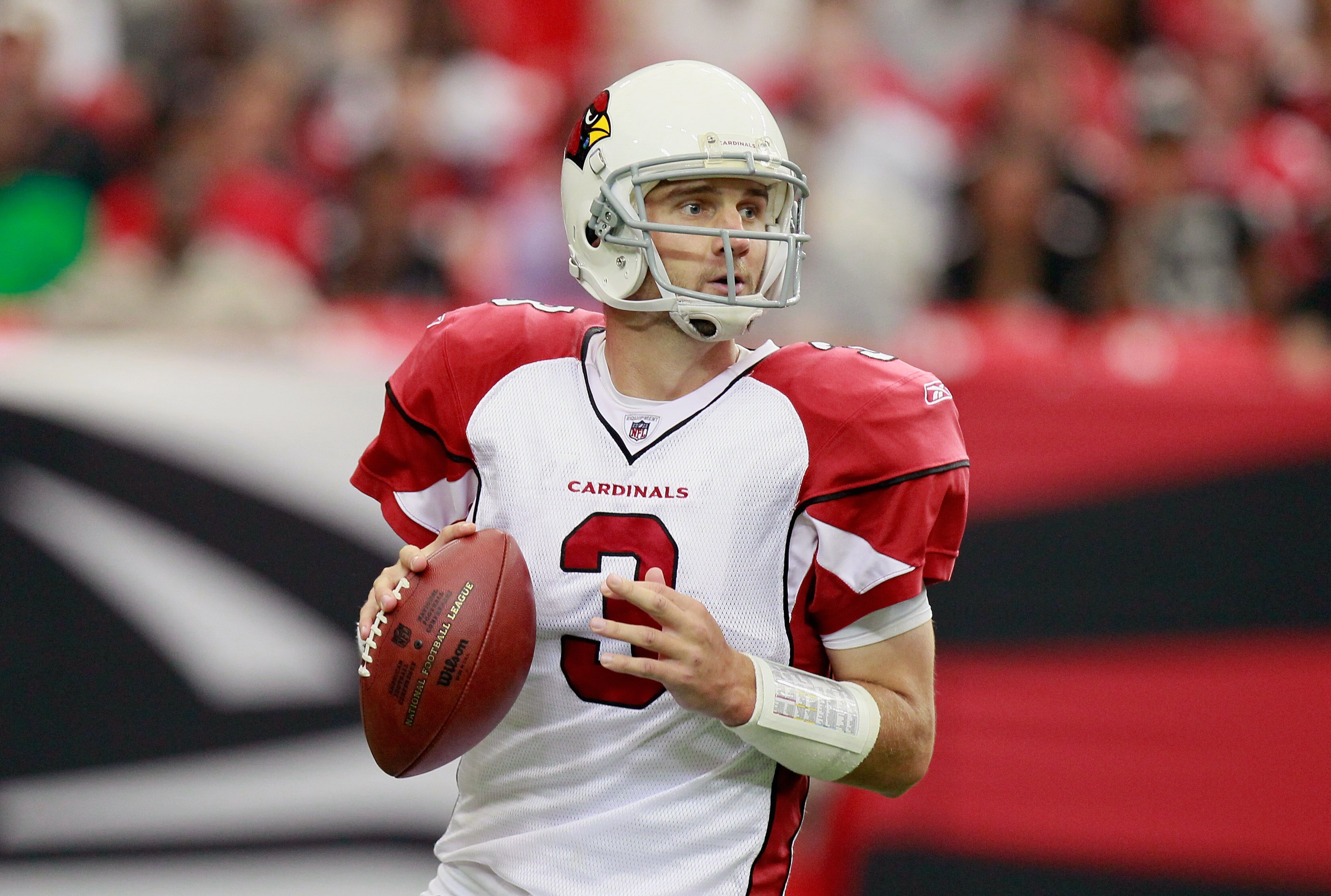 ATLANTA - SEPTEMBER 19:  Quarterback Derek Anderson #3 of the Arizona Cardinals looks to pass against the Atlanta Falcons at Georgia Dome on September 19, 2010 in Atlanta, Georgia.  (Photo by Kevin C. Cox/Getty Images)