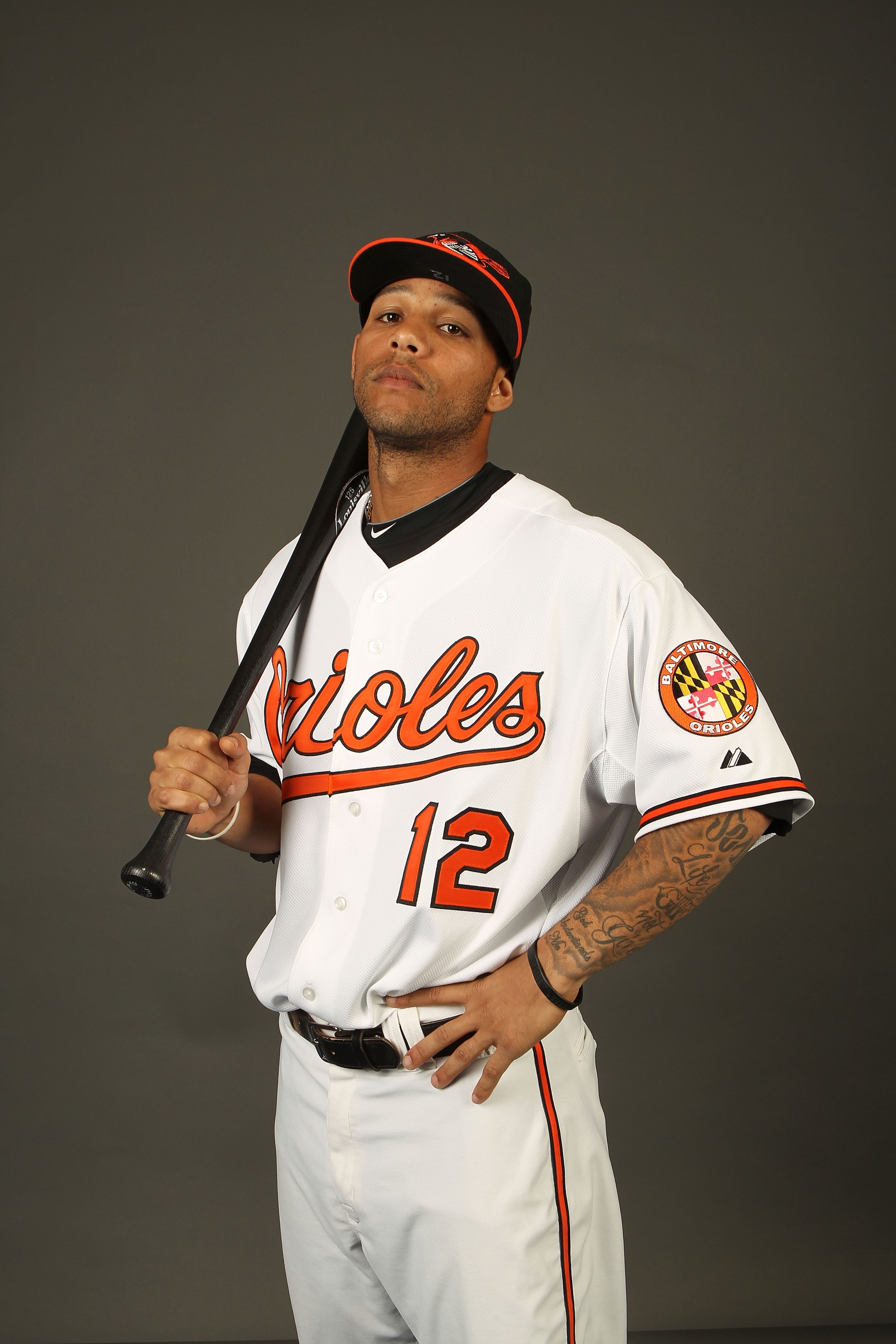SARASOTA, FL - FEBRUARY 27:  Robert Andino #12 of the Baltimore Orioles poses for a photo during Spring Training Media Photo Day at Ed Smith Stadium  on February 27, 2010 in Sarasota, Florida.  (Photo by Nick Laham/Getty Images)