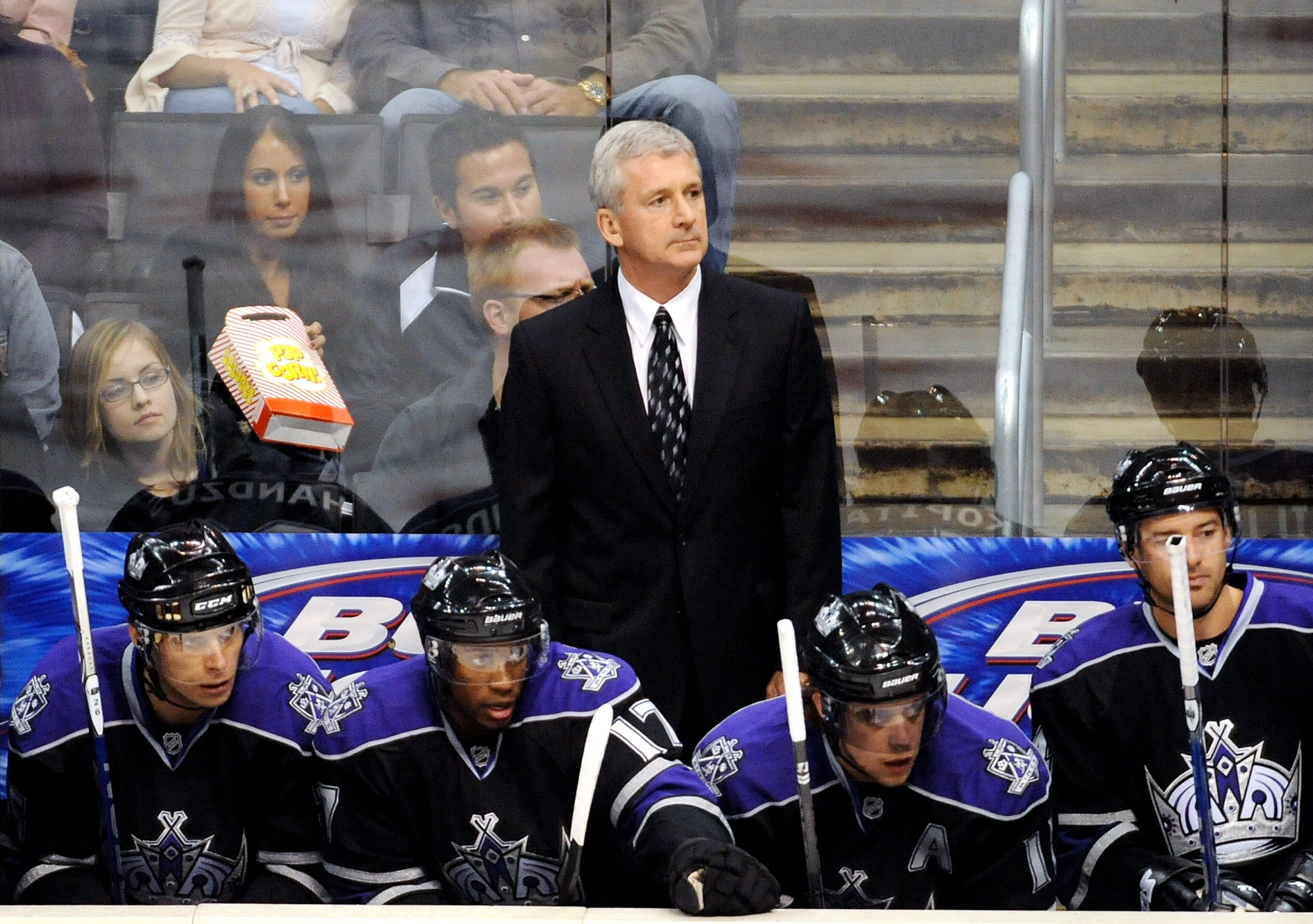 LOS ANGELES, CA - OCTOBER 03:  Head Coach Terry Murray of the Los Angeles Kings watches play against the Phoenix Coyotes during the first period at the Staples Center on October 3, 2009 in Los Angeles, California.  (Photo by Harry How/Getty Images)